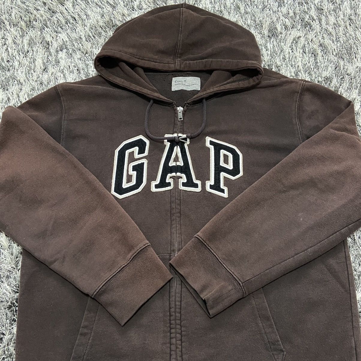 Gap 2000s GAP SUN FADED DISTRESSED RARE BROWN ZIP HOODIE № 1001 Size US L / EU 52-54 / 3 - 2 Thumbnail