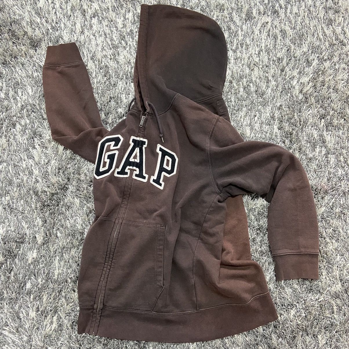 Brown Gap Sweater Zip Up 1990s GAP SUN FADED DISTRESSED RARE BROWN