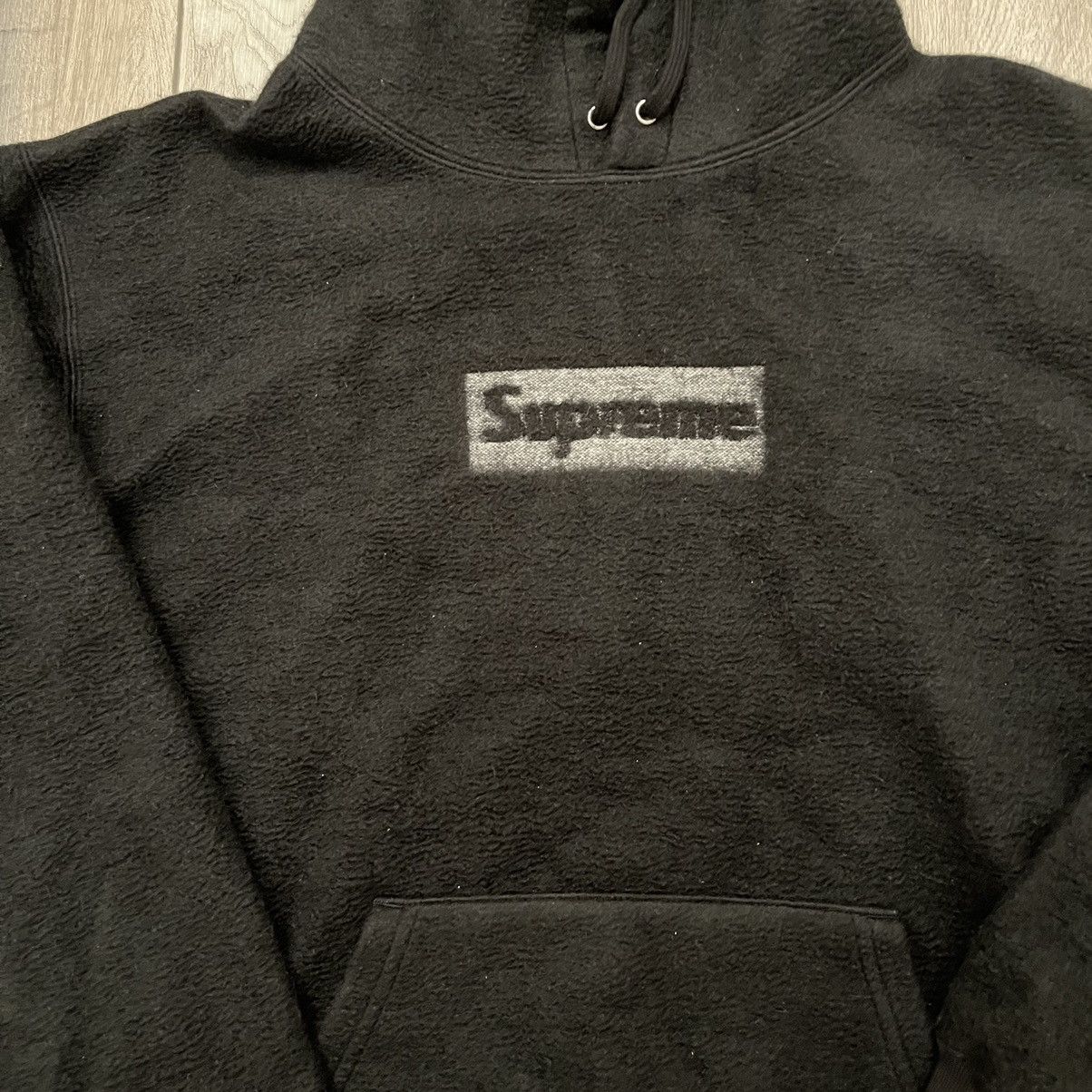Inside Out Box Logo Hooded Sweatshirt Black Small - Tops
