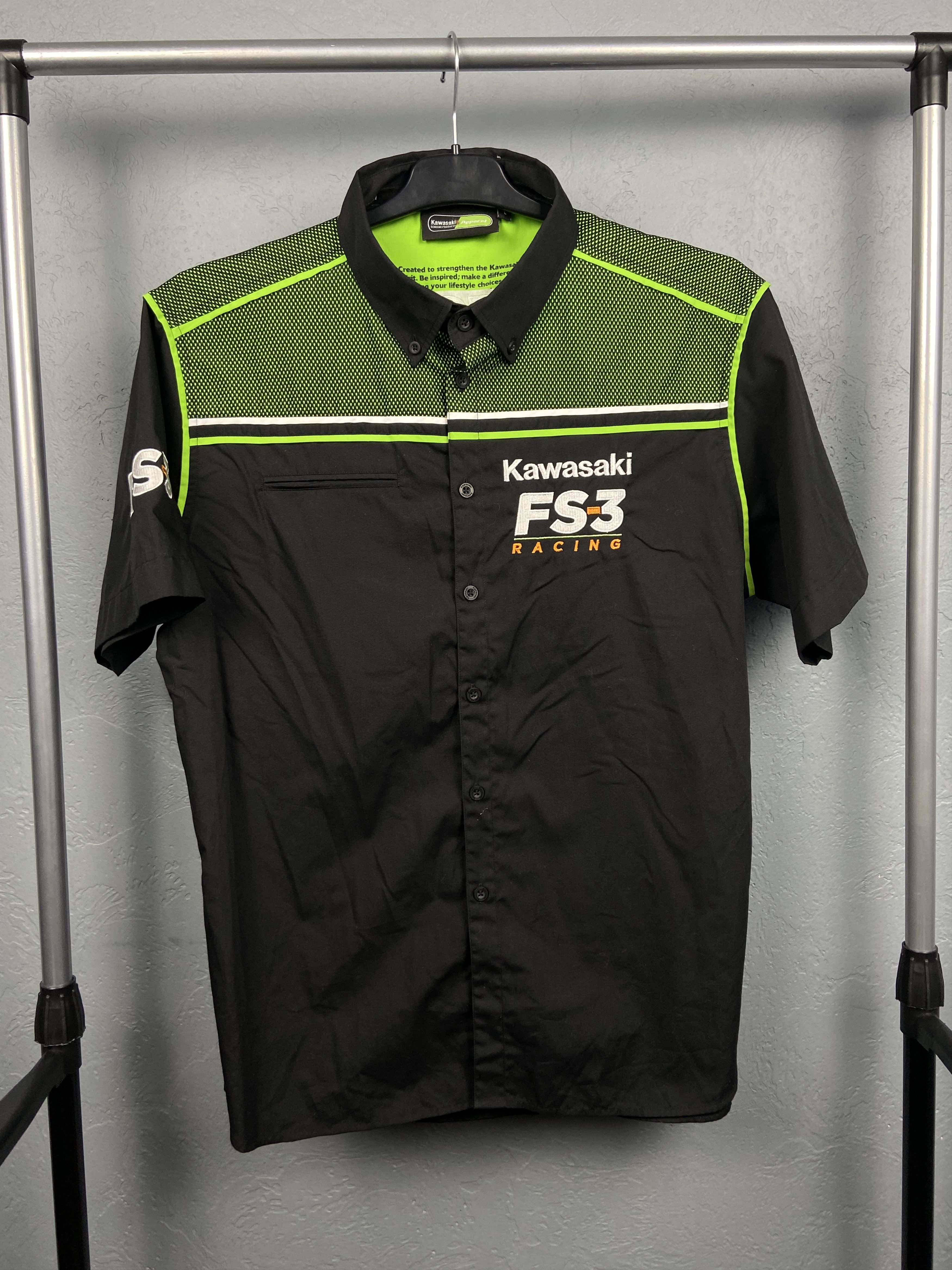 Japanese Brand Kawasaki Racing Team Vintage Mens Short Sleeve Shirt Size US L / EU 52-54 / 3 - 3 Thumbnail