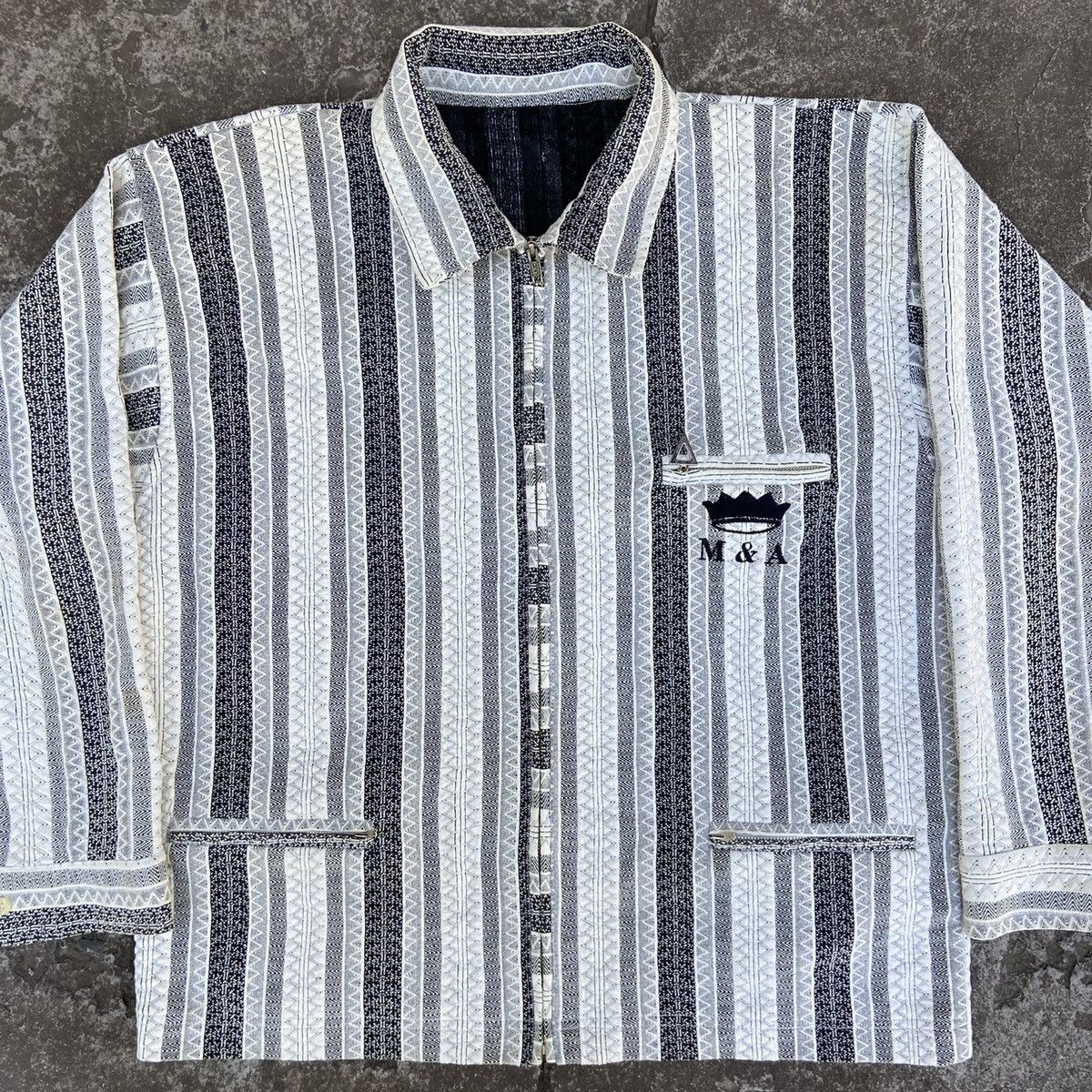Japanese Brand 1980s SASHIKO STYLE PATCHWORK MINIMALISTIC JACKET - № 2166 Size US L / EU 52-54 / 3 - 2 Thumbnail