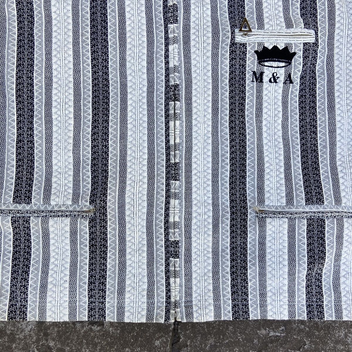 Japanese Brand 1980s SASHIKO STYLE PATCHWORK MINIMALISTIC JACKET - № 2166 Size US L / EU 52-54 / 3 - 8 Thumbnail