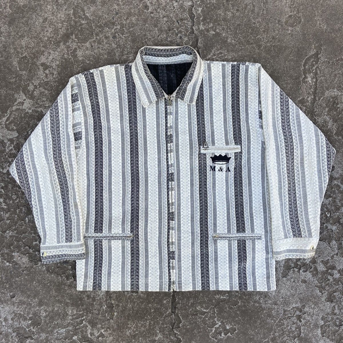 Japanese Brand 1980s SASHIKO STYLE PATCHWORK MINIMALISTIC JACKET - № 2166 Size US L / EU 52-54 / 3 - 1 Thumbnail
