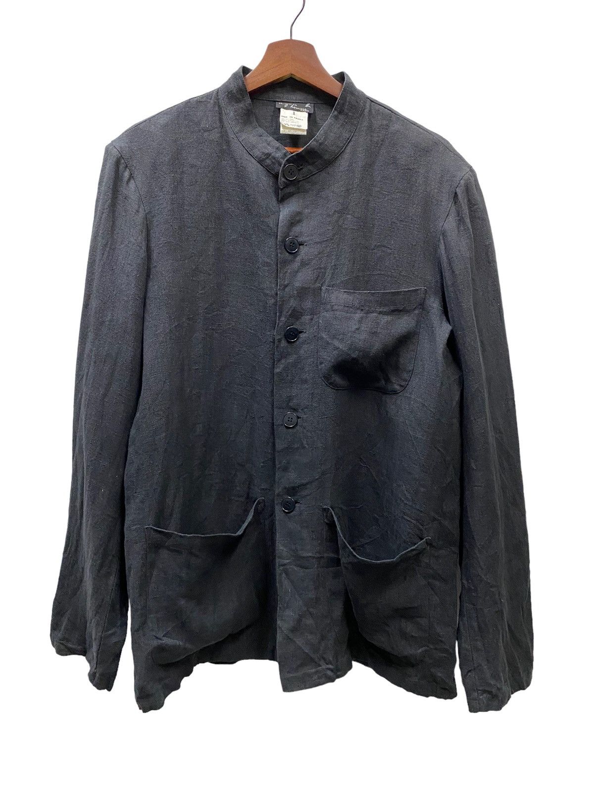 Agnes B Homme Paris Mandarin Collar Linen Jacket (B8)
