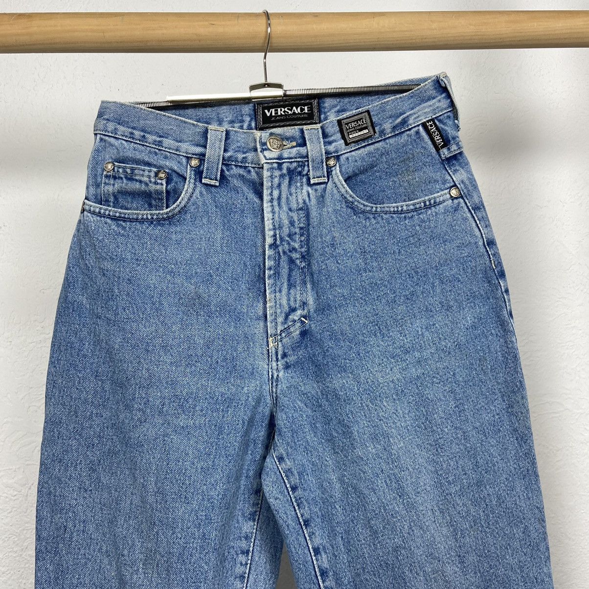 Versace VERSACE BABY BLUE 1990s BEAUTIFUL WASHED FADE PANTS - № 3114 Size US 29 - 6 Thumbnail