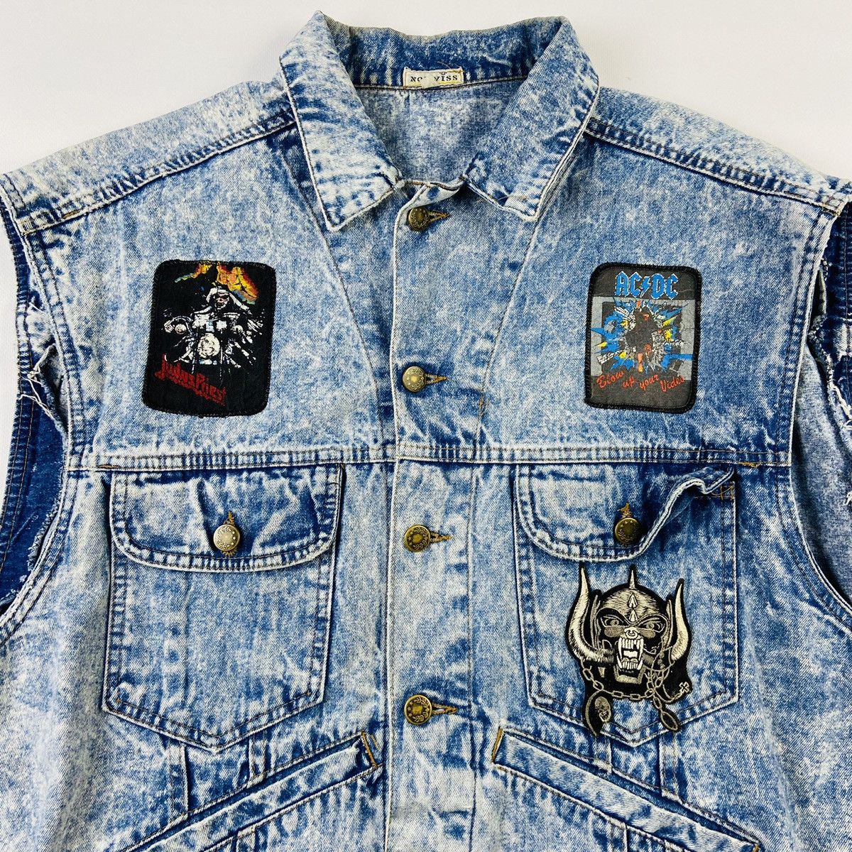 Band Tees 1980s OFFICIAL ROCK BANDS PATCHES DENIM VEST - № 2239 Size US L / EU 52-54 / 3 - 3 Thumbnail