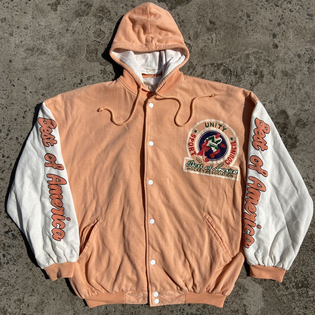 Vintage 🍑PEACH🍑 1980s RARE ARCHIVE VARSITY BOMBER JACKET - № 2151 Size US XL / EU 56 / 4 - 2 Thumbnail