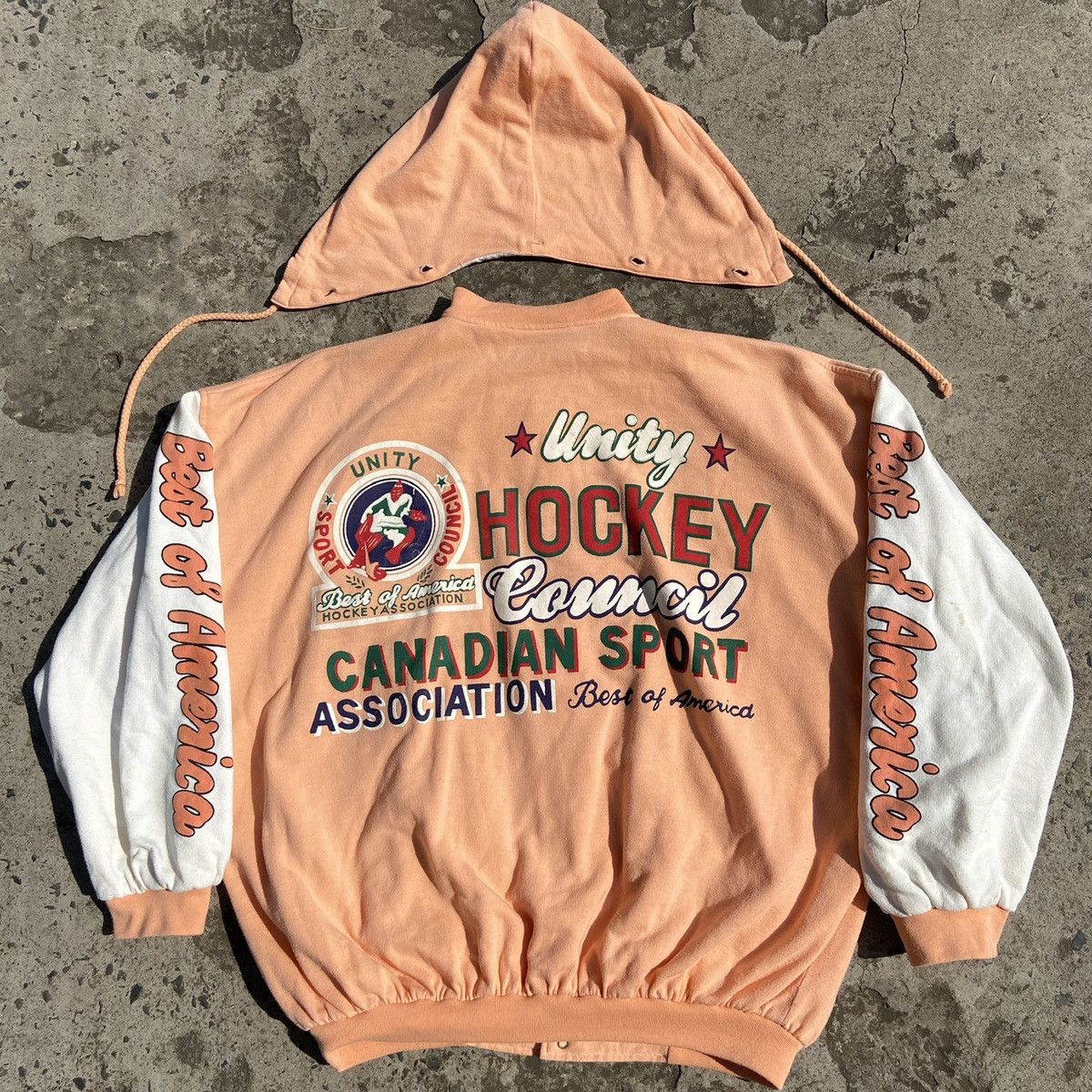 Vintage 🍑PEACH🍑 1980s RARE ARCHIVE VARSITY BOMBER JACKET - № 2151 Size US XL / EU 56 / 4 - 1 Thumbnail