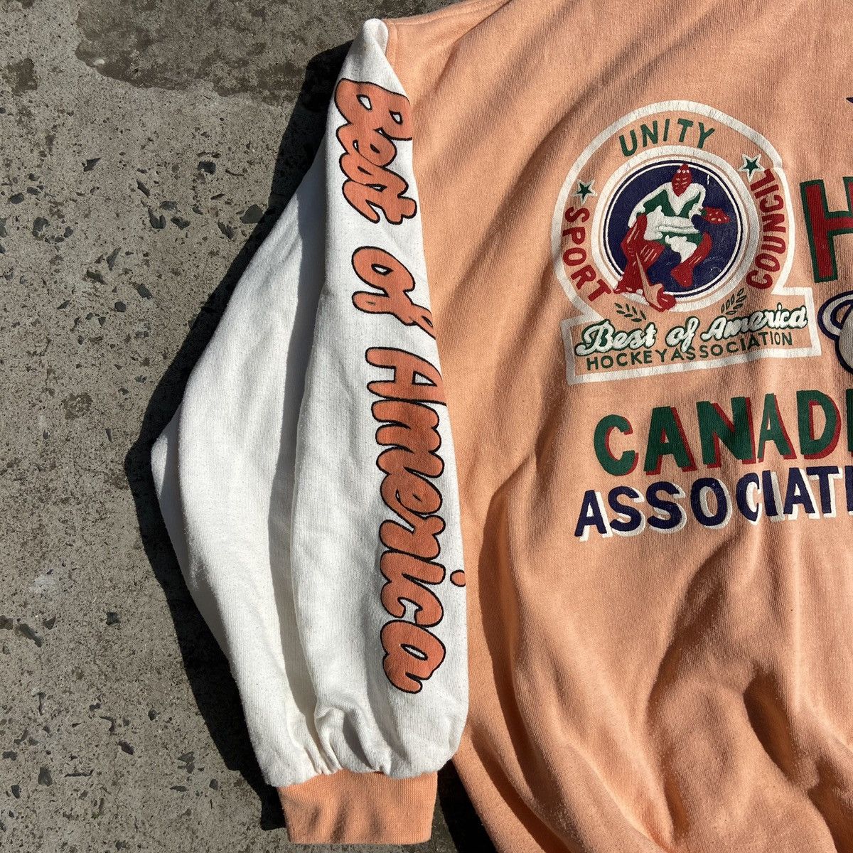 Vintage 🍑PEACH🍑 1980s RARE ARCHIVE VARSITY BOMBER JACKET - № 2151 Size US XL / EU 56 / 4 - 5 Thumbnail