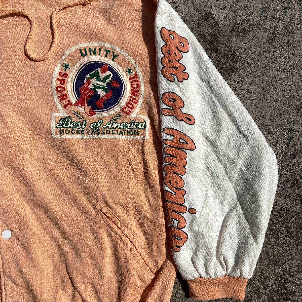 Vintage 🍑PEACH🍑 1980s RARE ARCHIVE VARSITY BOMBER JACKET - № 2151 Size US XL / EU 56 / 4 - 3 Thumbnail