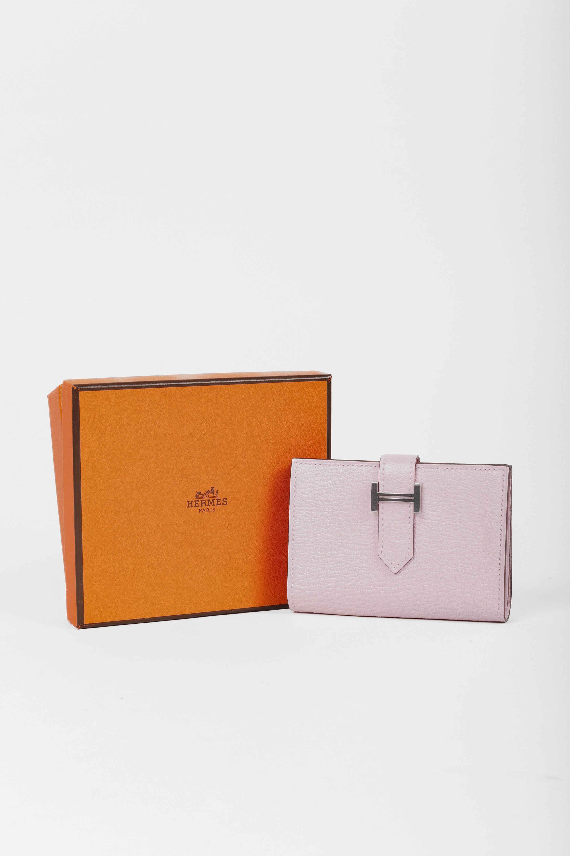 Hermes Rose Sakura Bearn Card Holder