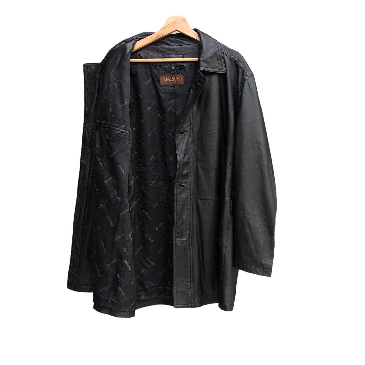 SS16 Balmain Leather Sheep Coat