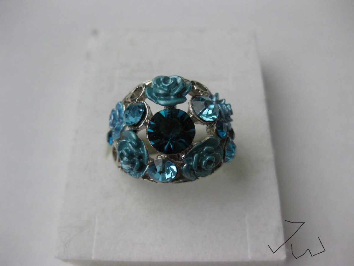 Jewelry Blue Rose CZs Ring - Size 8.5 Size ONE SIZE - 1 Thumbnail