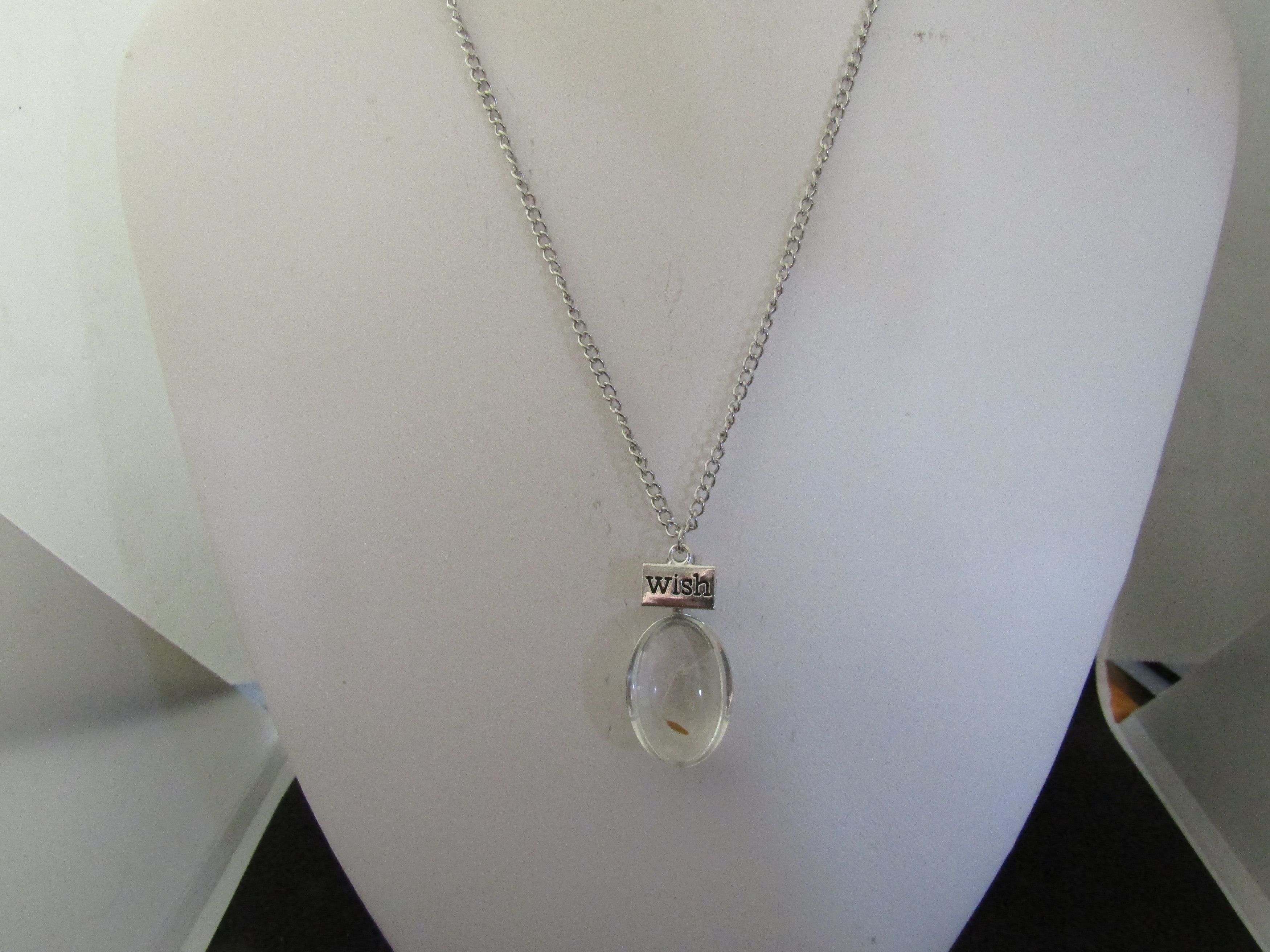 Jewelry x Vintage Dried Flower Glass Chain Necklace With Wish Tag in Silver, Men's