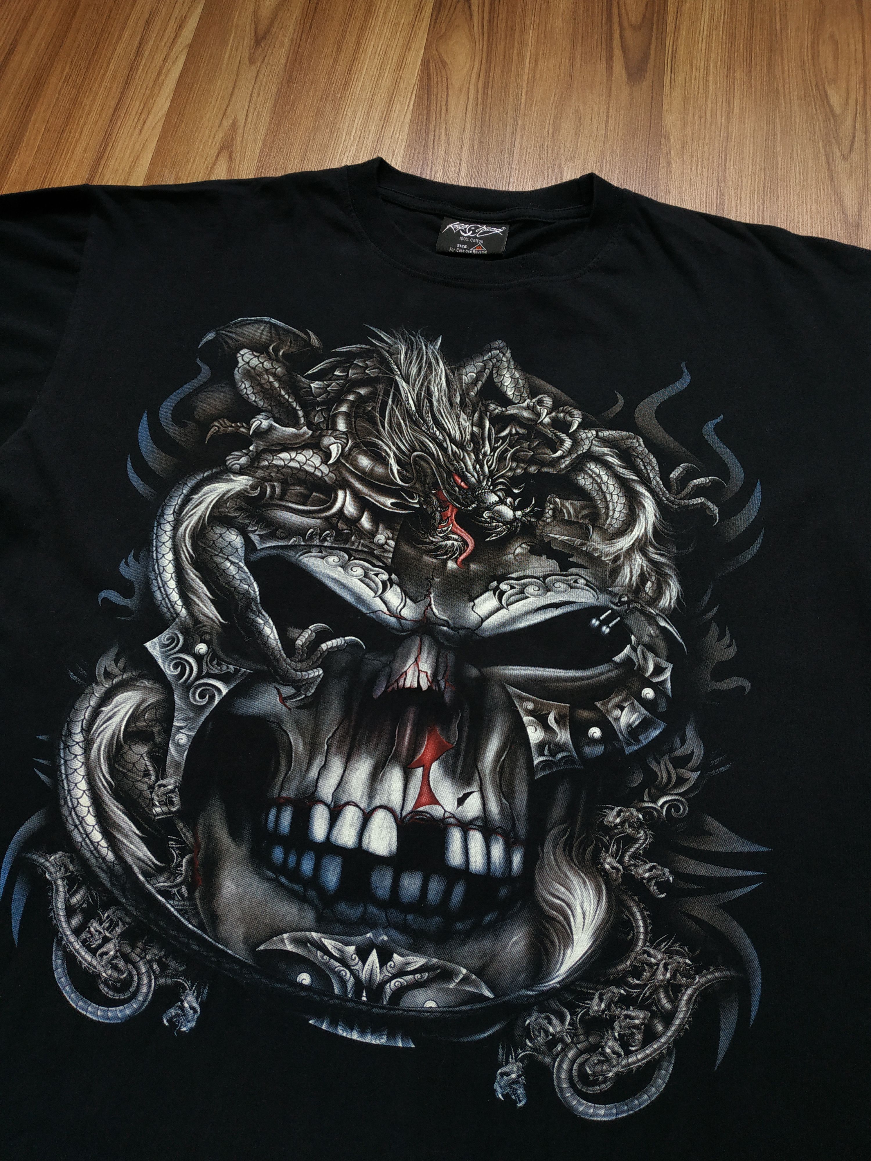 Band Tees Vintage Y2K Skull Print Rock T Shirt Tee like Liquid Blue Size US XL / EU 56 / 4 - 2 Thumbnail