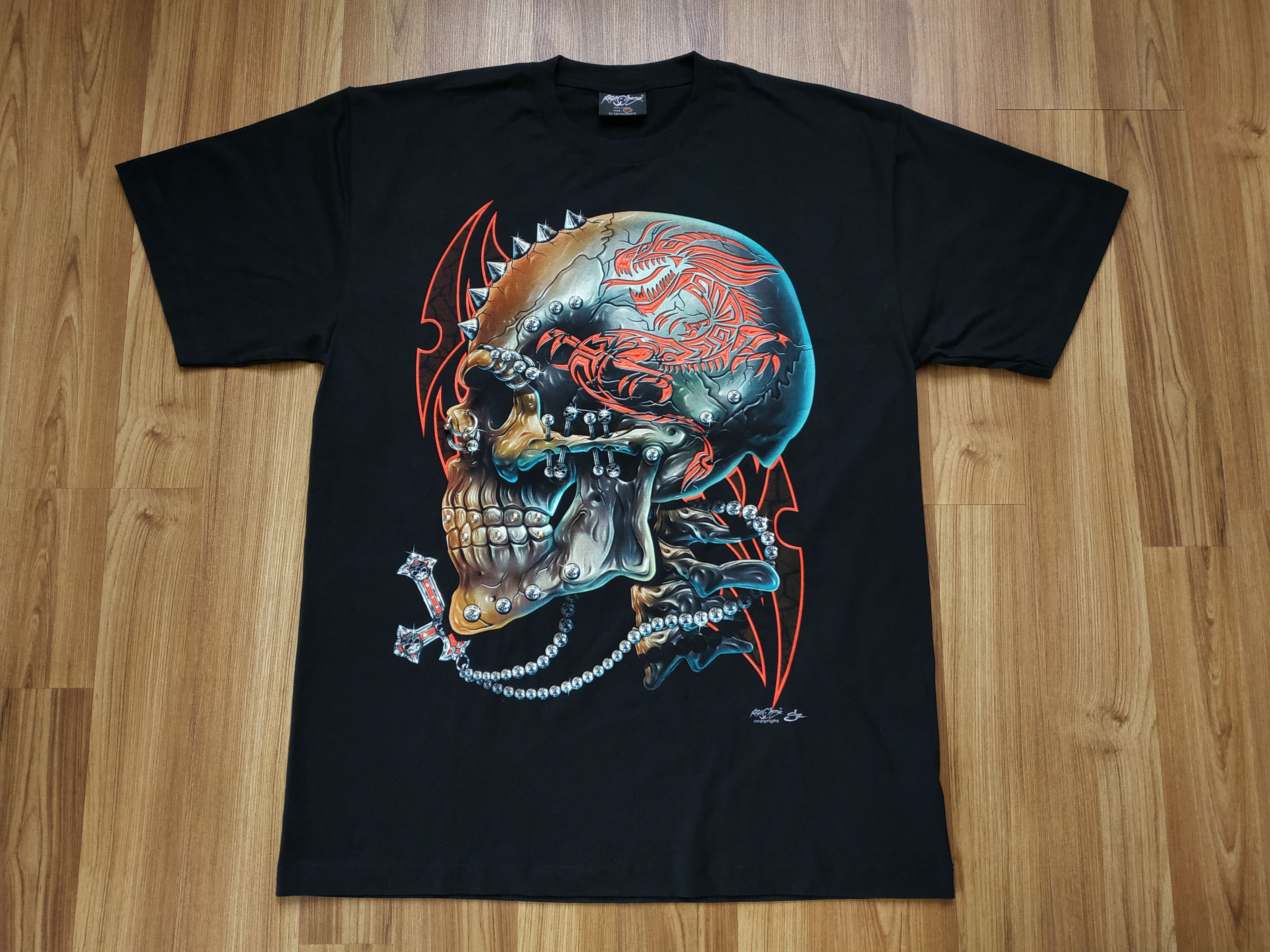 Band Tees Vintage Y2K Skull Rock T Shirt Tee like Liquid Blue Size US XL / EU 56 / 4 - 1 Thumbnail