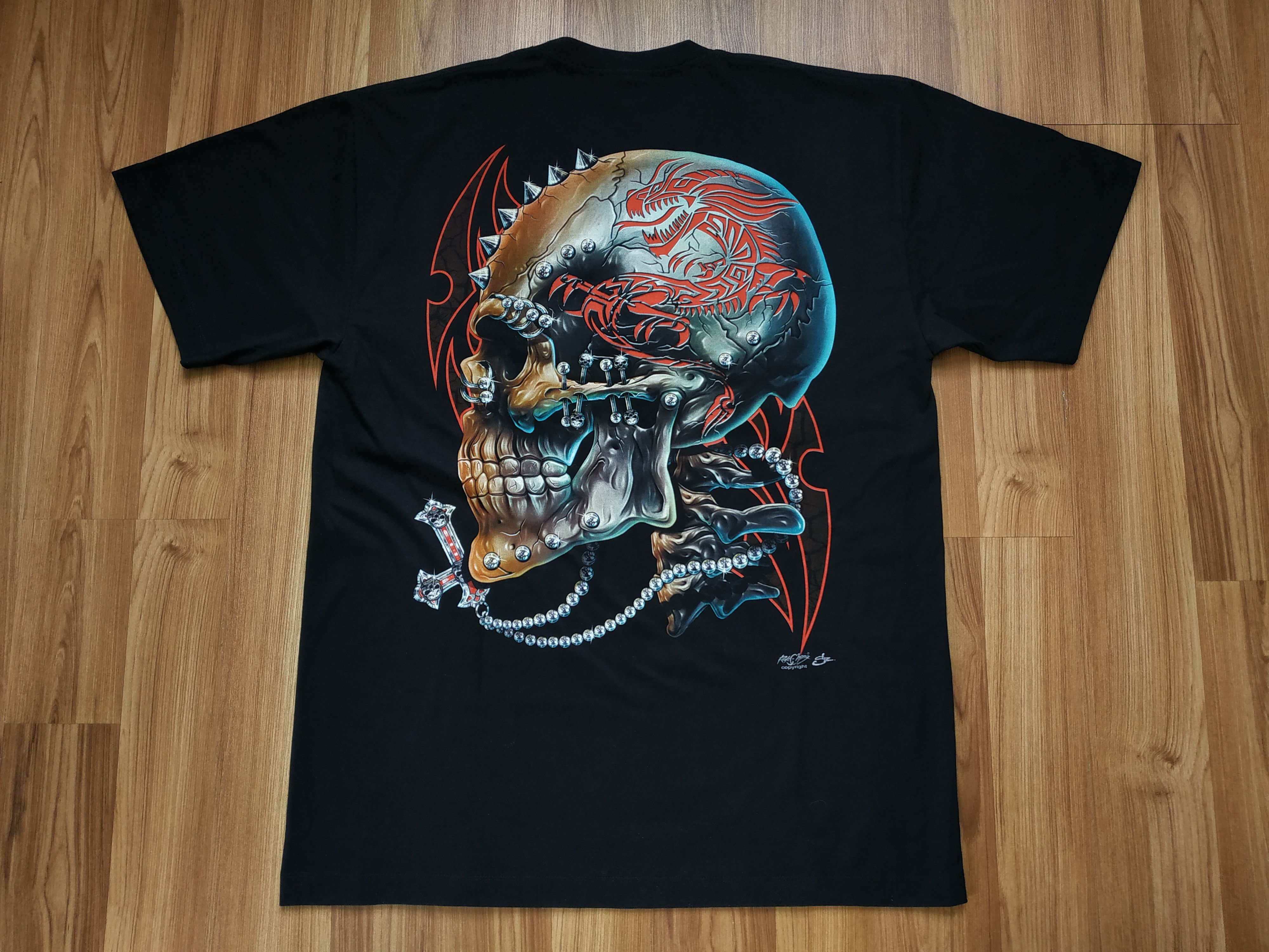 Band Tees Vintage Y2K Skull Rock T Shirt Tee like Liquid Blue Size US XL / EU 56 / 4 - 5 Thumbnail