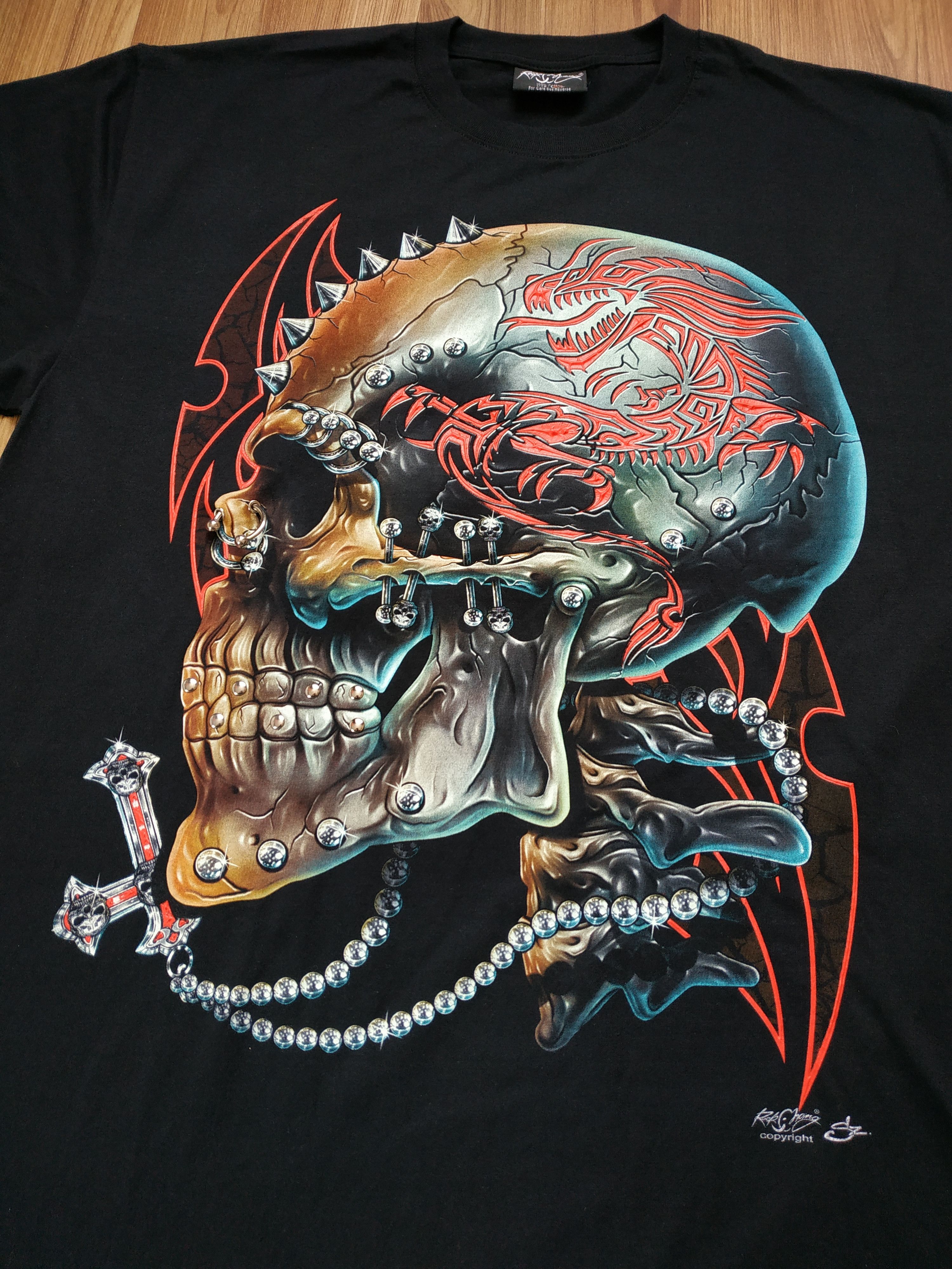Band Tees Vintage Y2K Skull Rock T Shirt Tee like Liquid Blue Size US XL / EU 56 / 4 - 2 Thumbnail