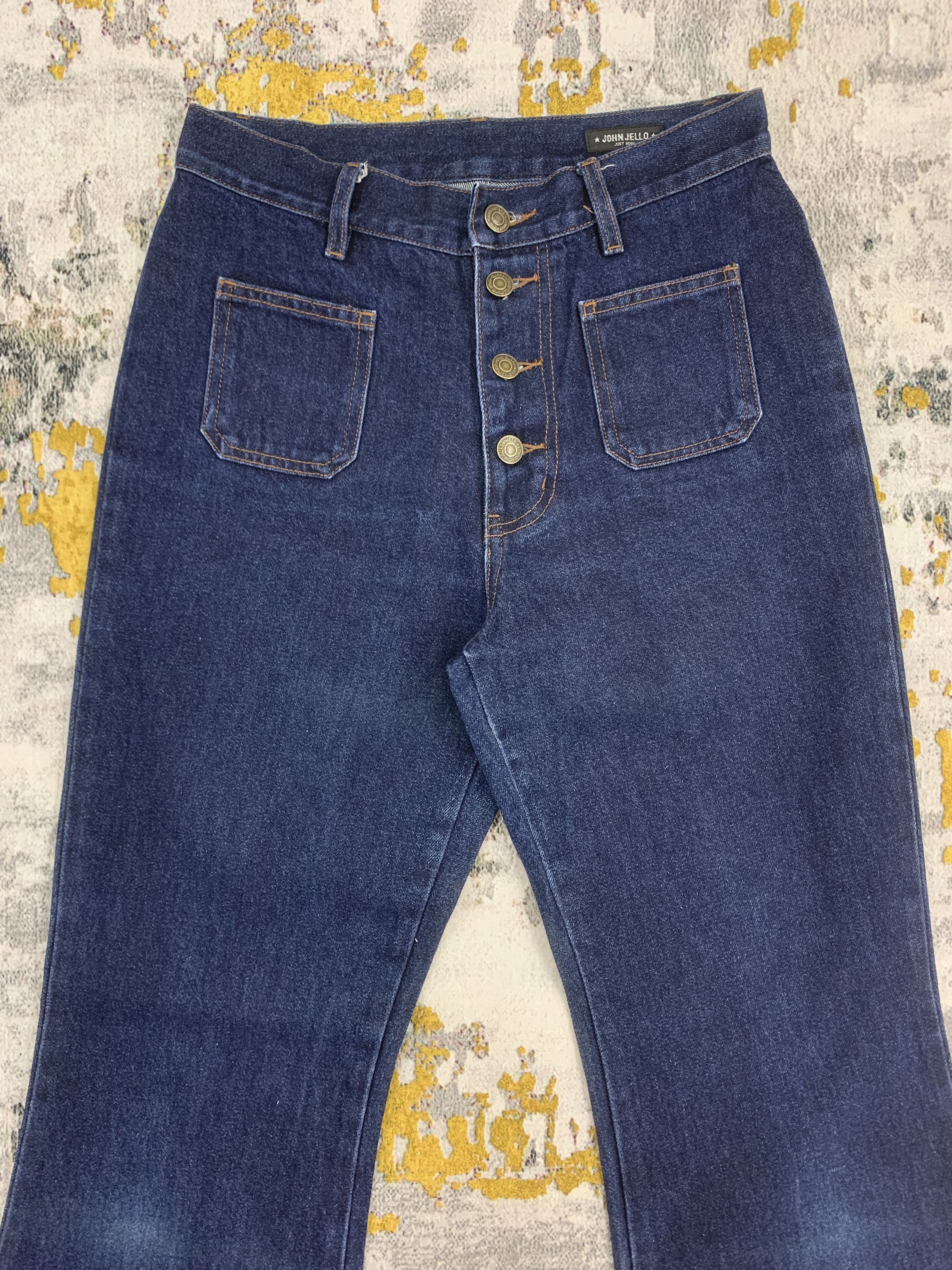 Japanese Brand John Jello Womens Denim Blue Flared Jeans Fly Button Size 27" / US 4 / IT 40 - 2 Thumbnail