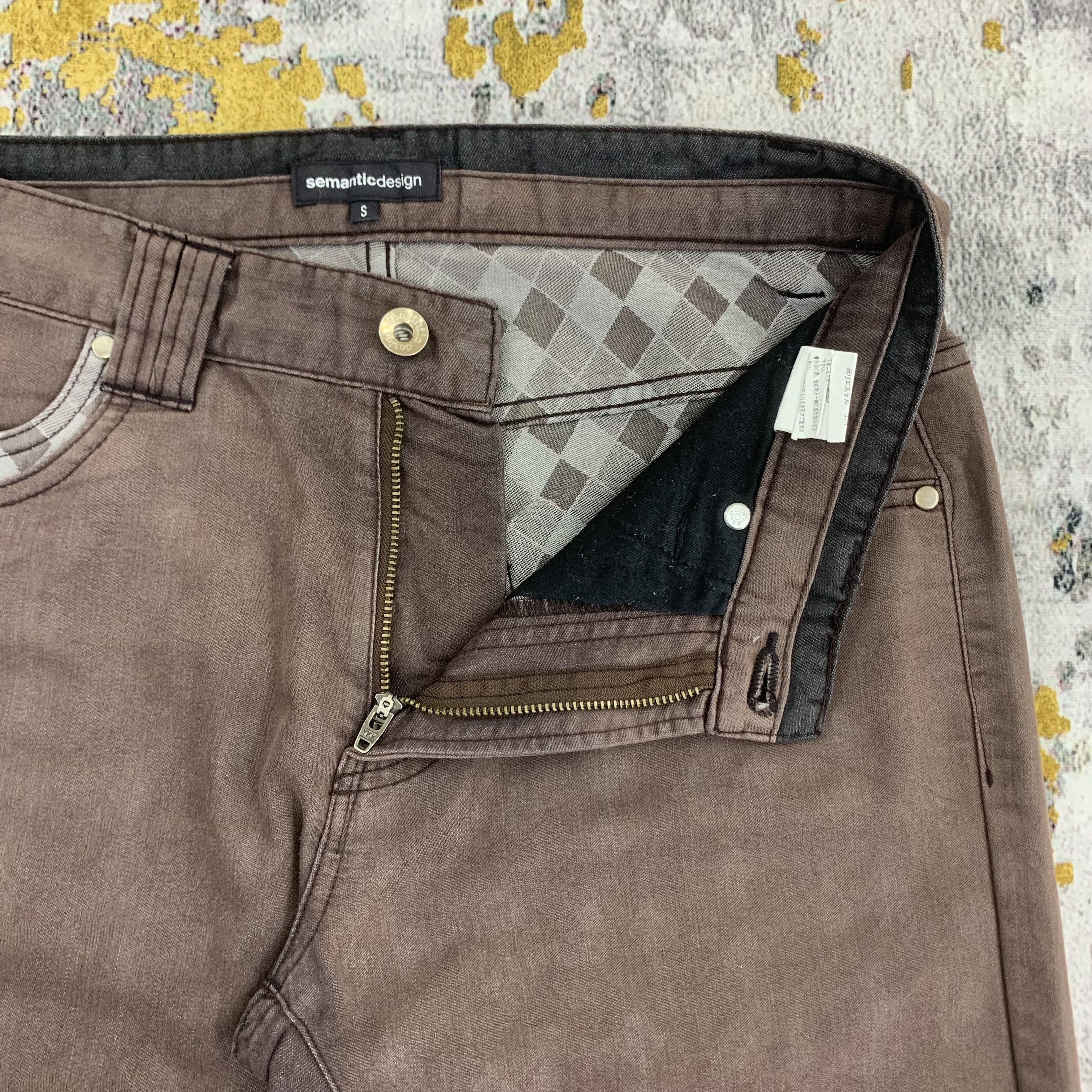 Japanese Brand Semantic Design Brown Pants Diamond Pattern Size US 29 - 3 Thumbnail