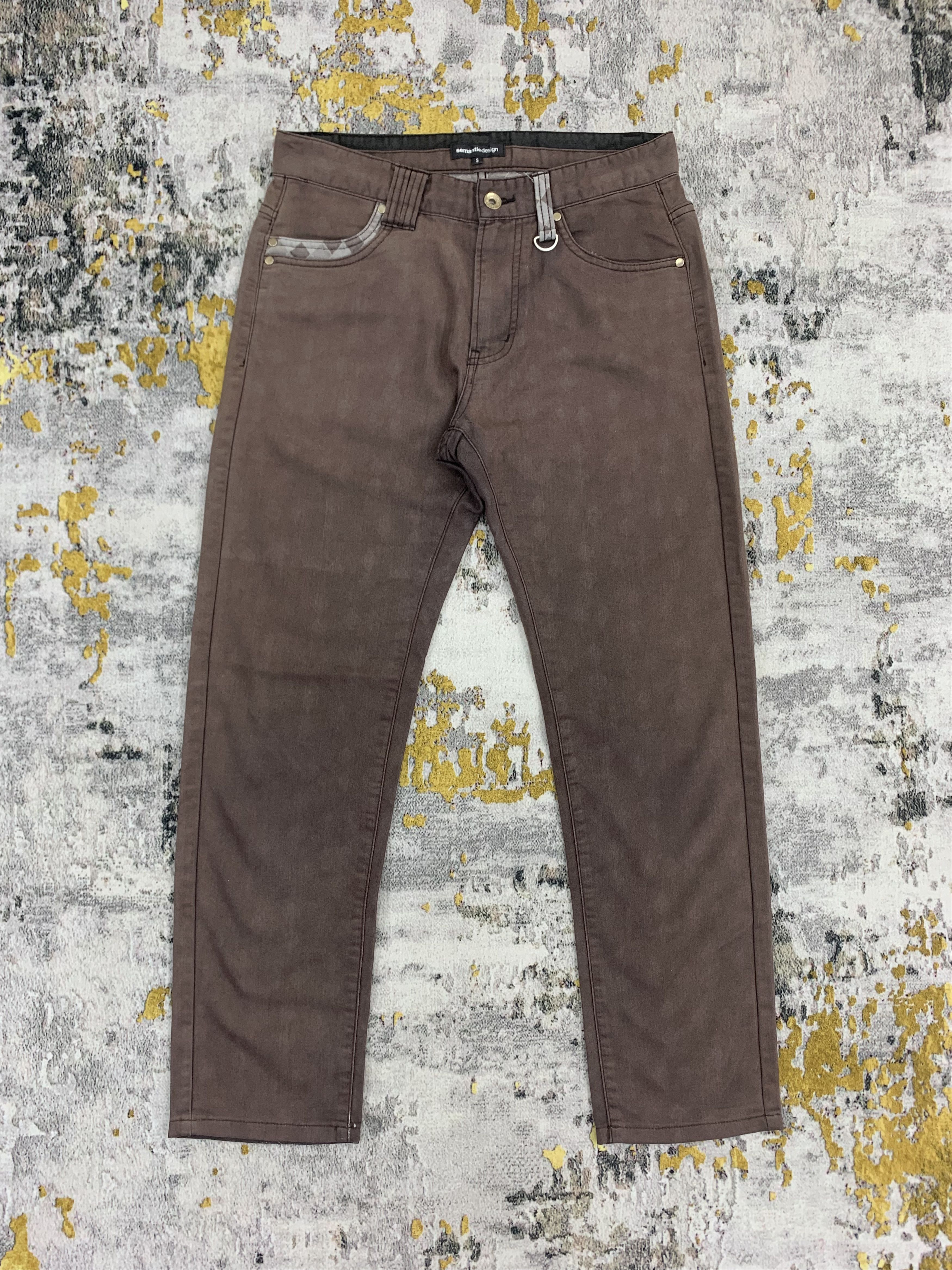 Semantic Design Brown Pants Diamond Pattern