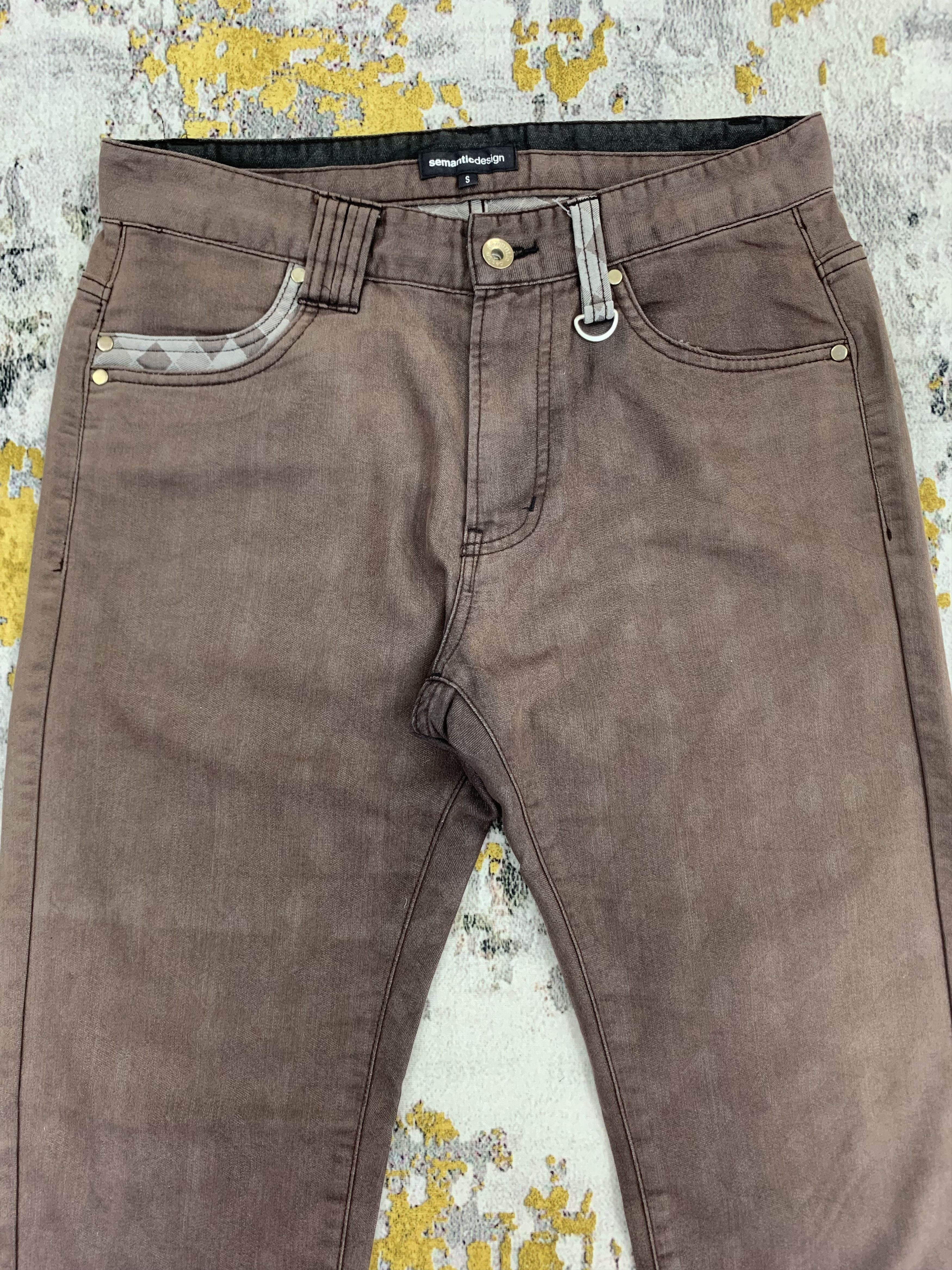 Japanese Brand Semantic Design Brown Pants Diamond Pattern Size US 29 - 2 Thumbnail