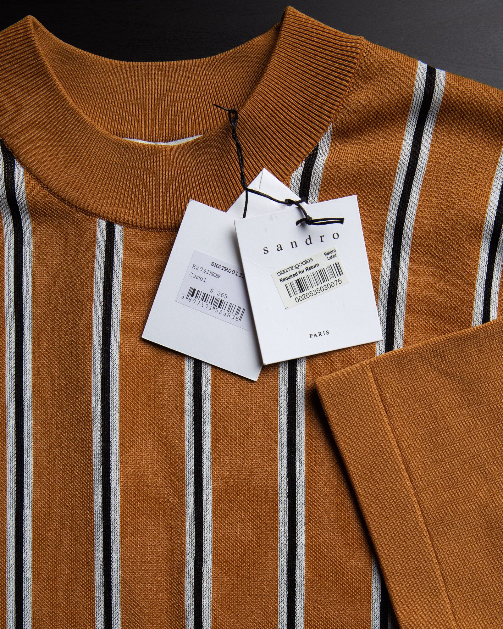 Sandro NWT Simon Striped Front Short Sleeved Shirt Size US S / EU 44-46 / 1 - 3 Thumbnail