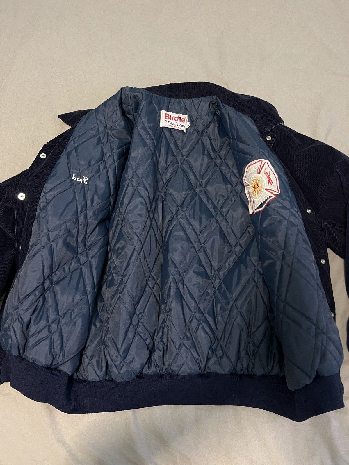 Vintage Vintage Corduroy Fire Dept Varsity Jacket Size US XL / EU 56 / 4 - 7 Thumbnail