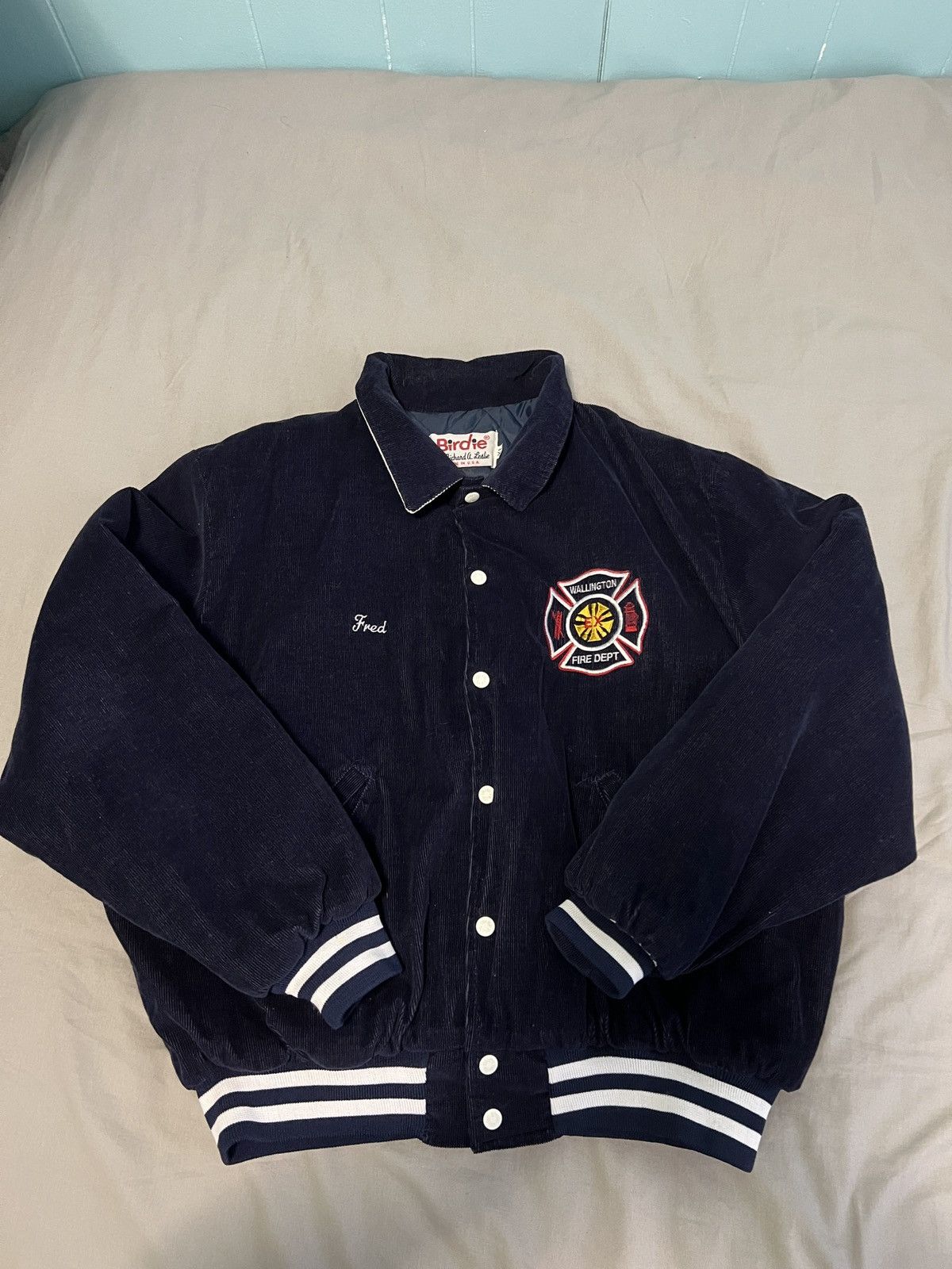Vintage Vintage Corduroy Fire Dept Varsity Jacket Size US XL / EU 56 / 4 - 1 Thumbnail