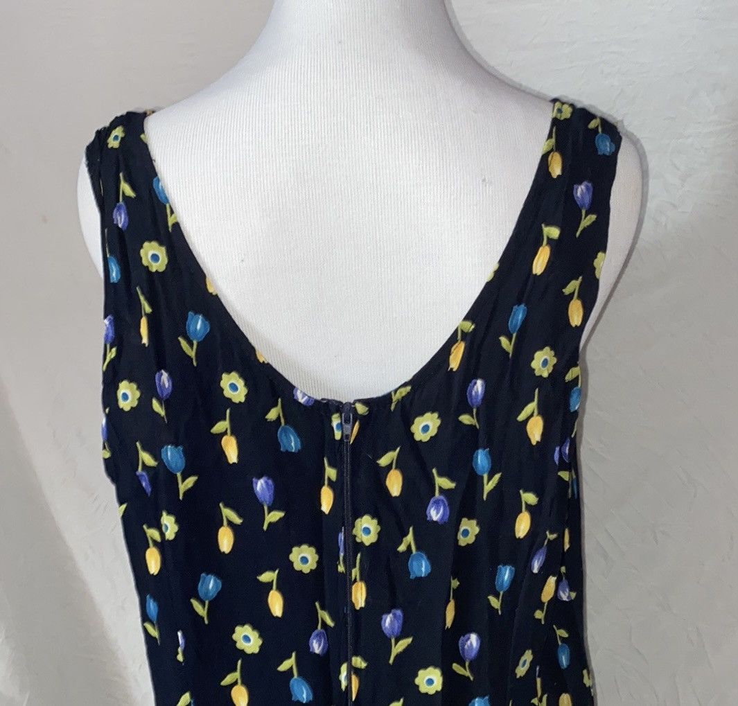 Vintage Vintage, Floral, Navy, Rayon, Sleeveless Maxi Dress Size L / US 10 / IT 46 - 11 Thumbnail