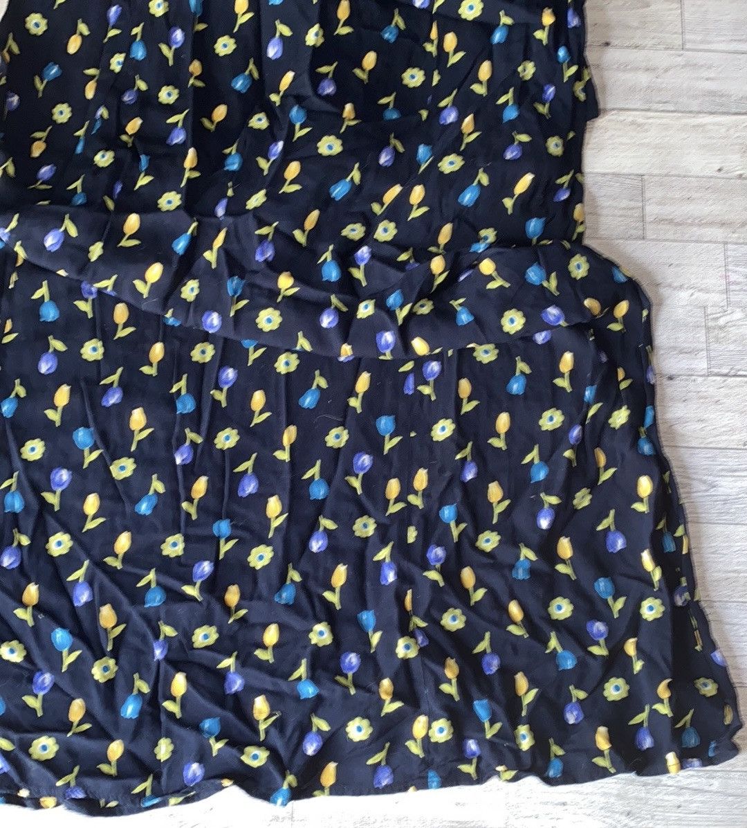 Vintage Vintage, Floral, Navy, Rayon, Sleeveless Maxi Dress Size L / US 10 / IT 46 - 7 Thumbnail