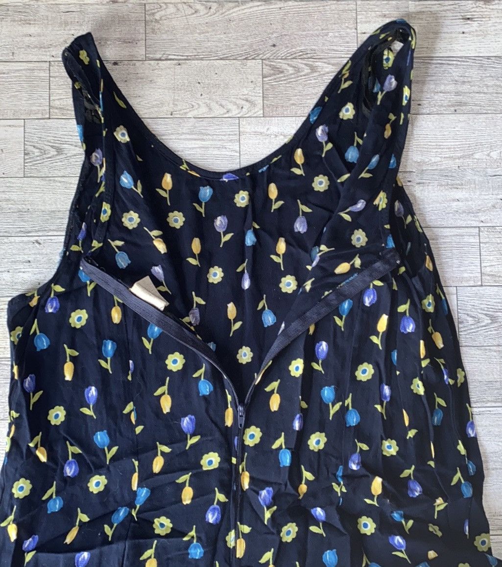 Vintage Vintage, Floral, Navy, Rayon, Sleeveless Maxi Dress Size L / US 10 / IT 46 - 6 Thumbnail