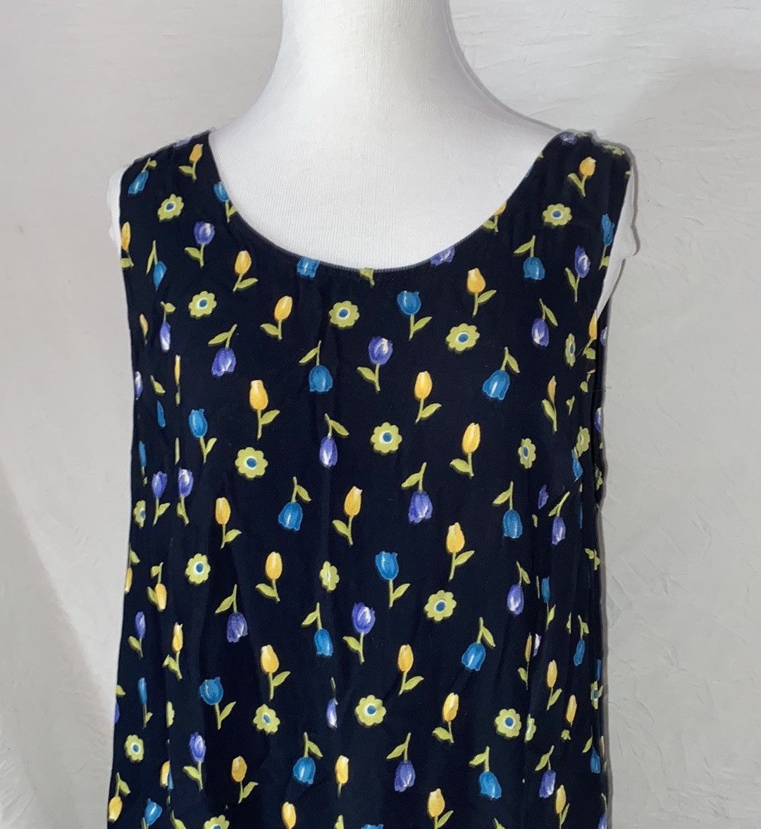 Vintage Vintage, Floral, Navy, Rayon, Sleeveless Maxi Dress Size L / US 10 / IT 46 - 10 Thumbnail