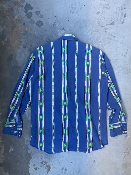 Vtg Wrangler Black Denim Pearl Snap Western Shirt Chimayo Native Embroidered XL main image 1