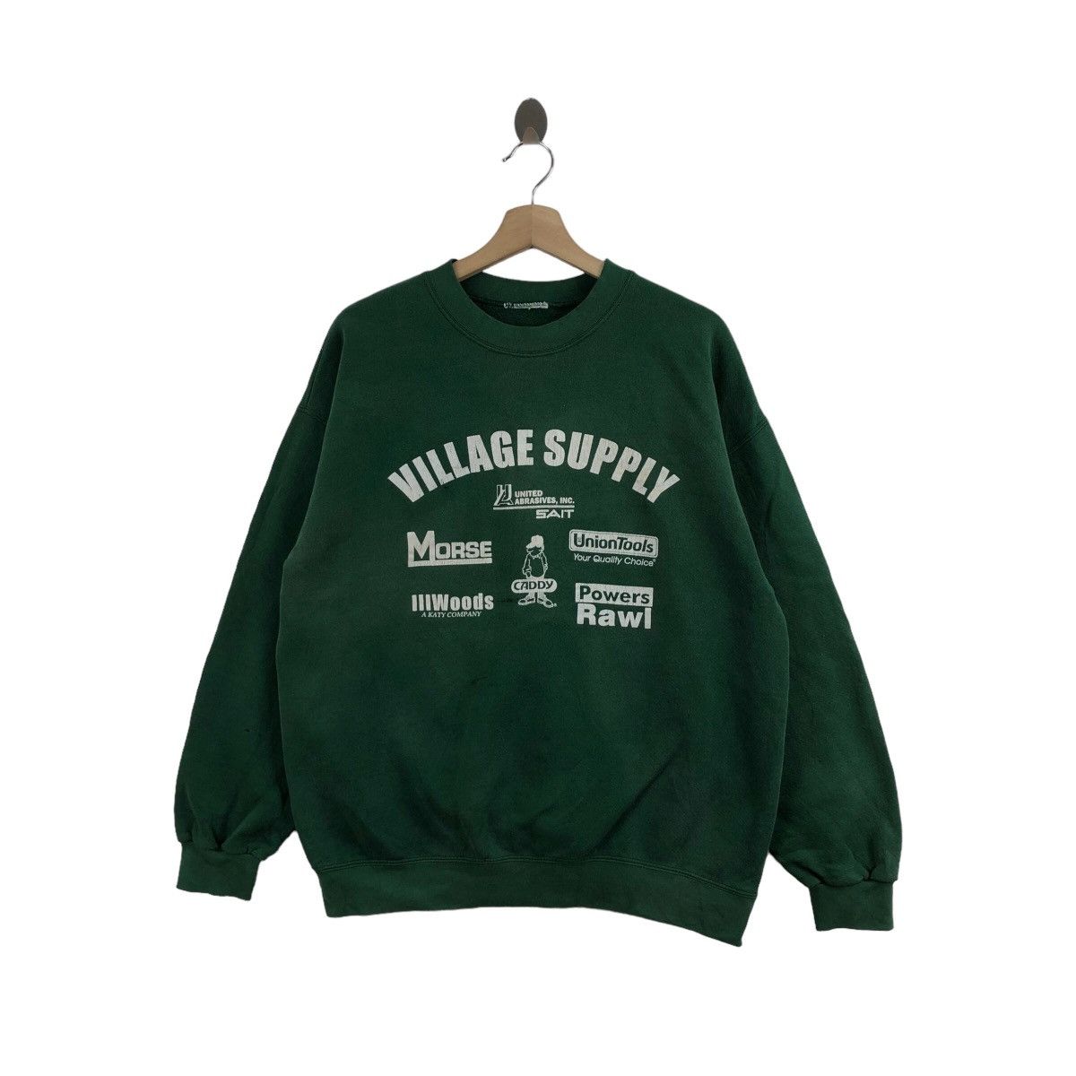 image of Vintage 90's Village Supply Sweatshirt Morse Union Tools in Green, Men's (Size XL)