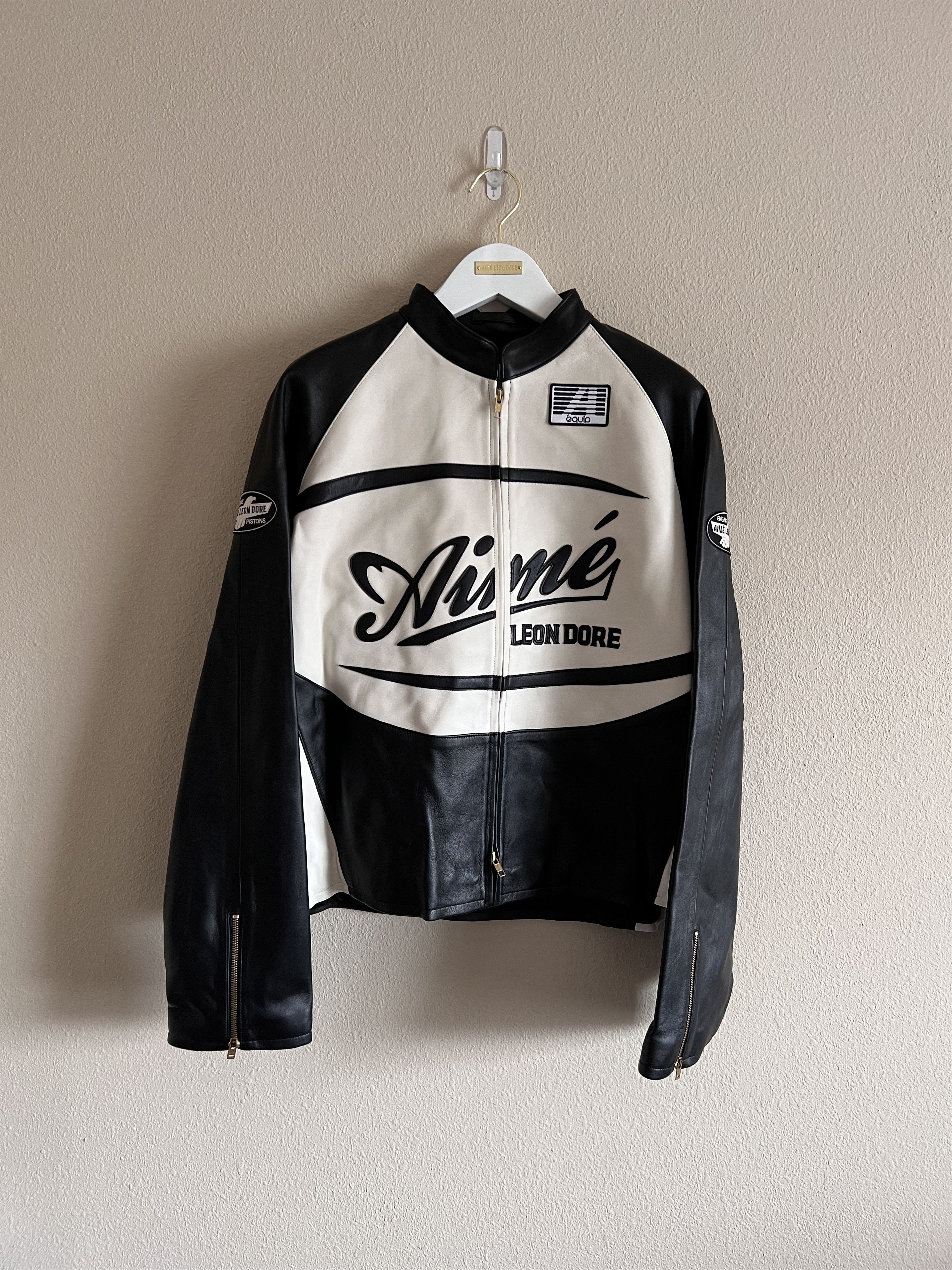 Aime Leon Dore Leather Cafe Racer Jacket in Black