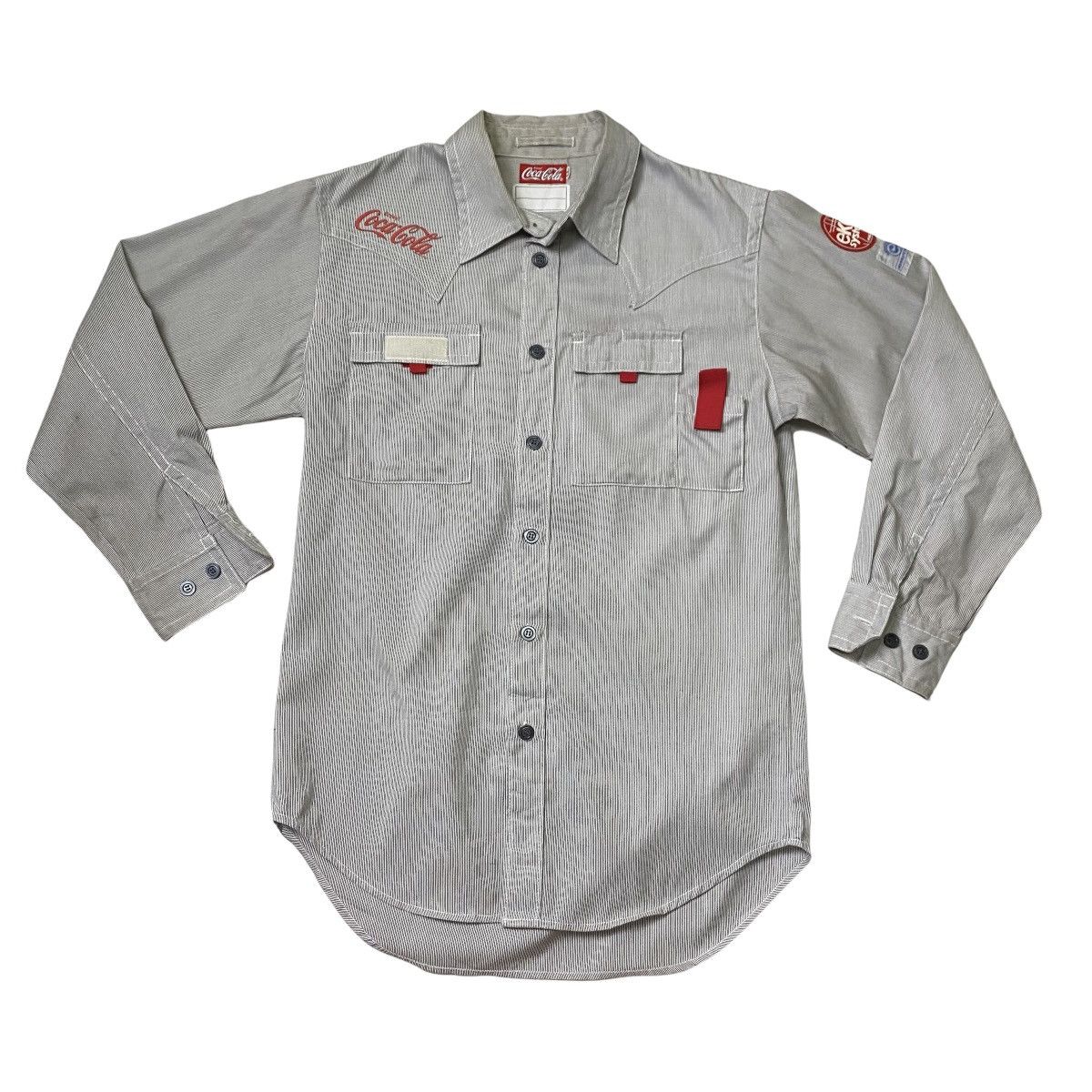 vintage coca cola stripes worker shirt