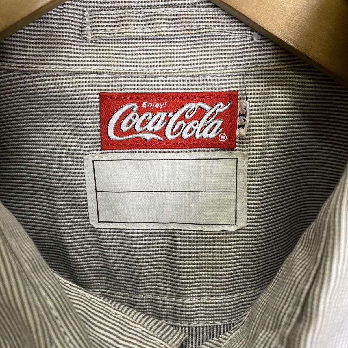 vintage coca cola stripes worker shirt