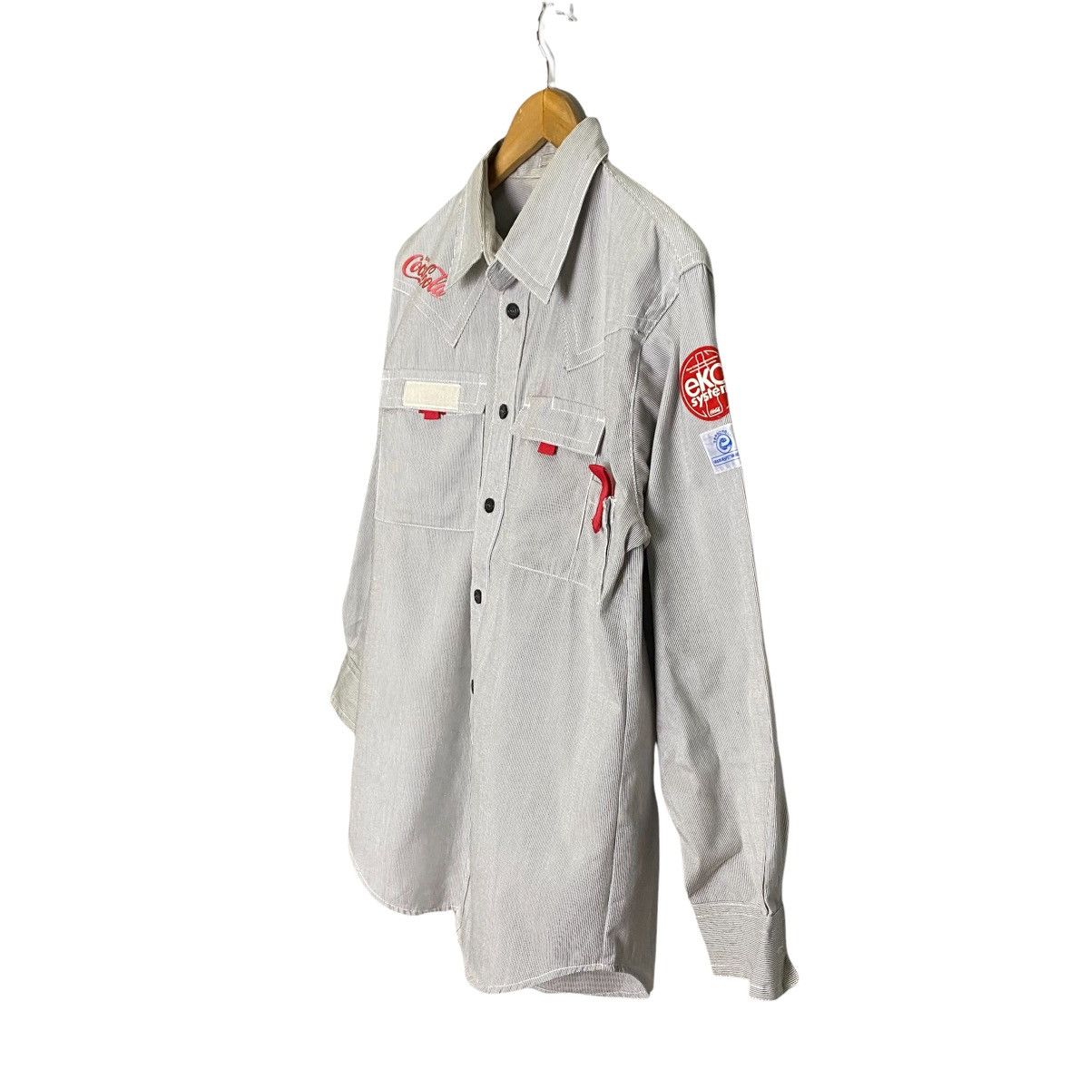 vintage coca cola stripes worker shirt