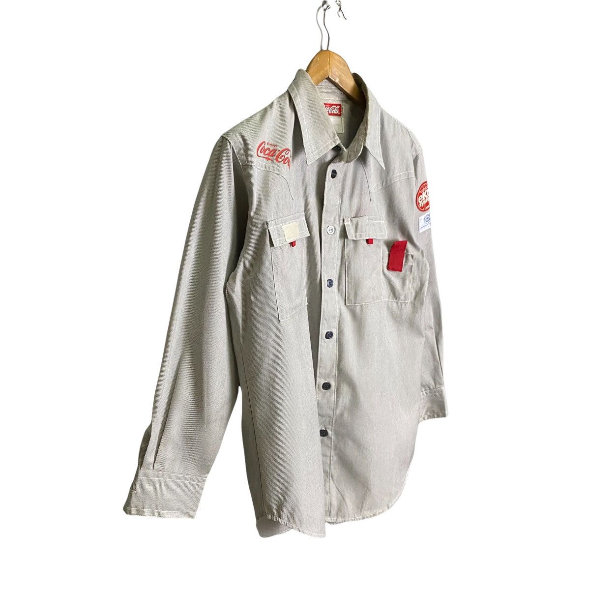 vintage coca cola stripes worker shirt