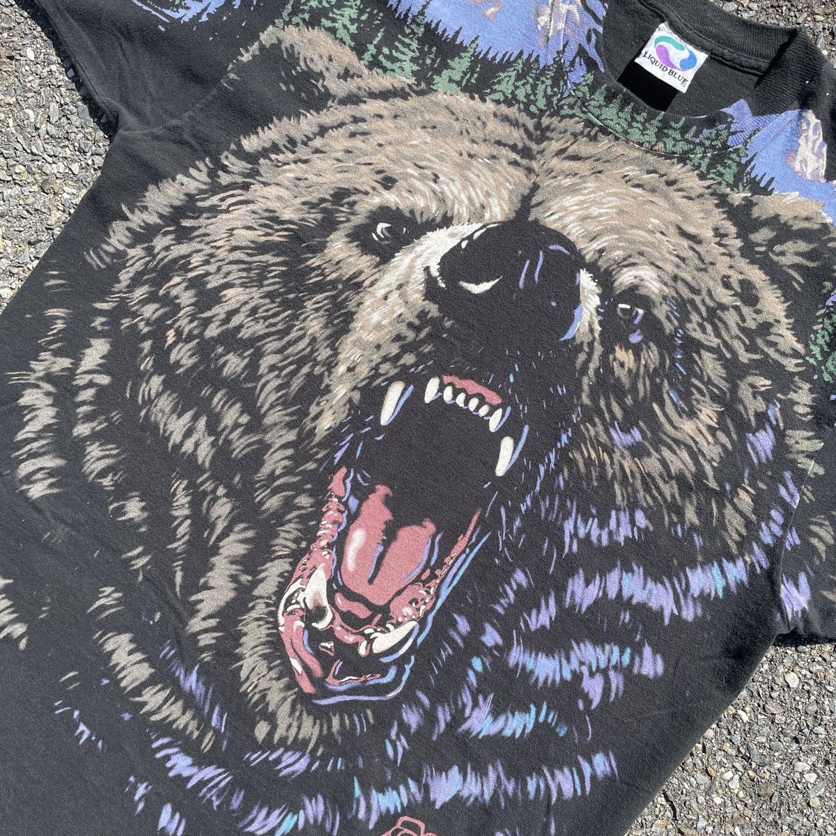 Vintage Vintage 90s Liquid Blue Bear Nature AOP T Shirt Grailed