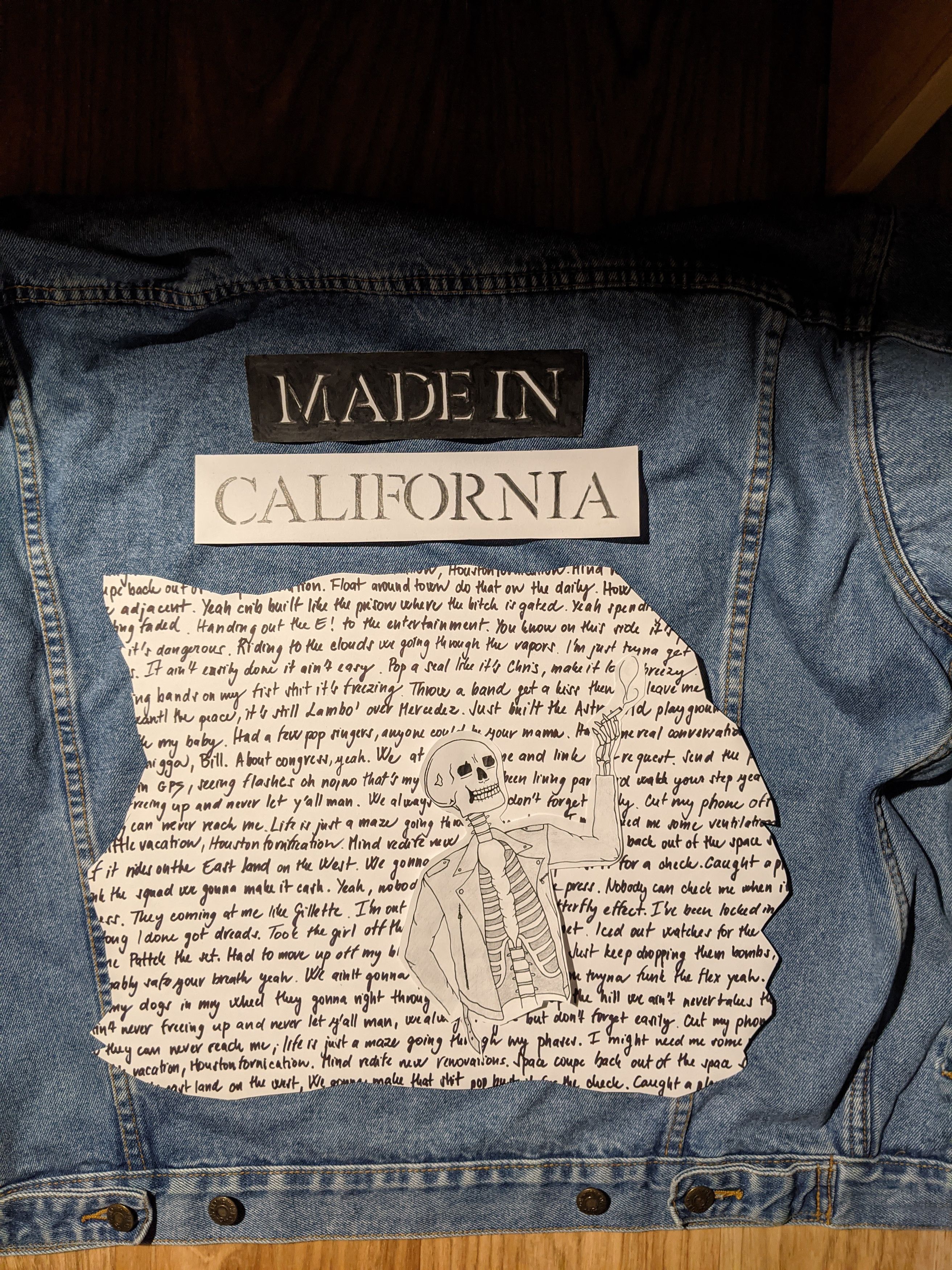 Handmade Custom hand-painted denim jacket ''Skeleton" Size US XS / EU 42 / 0 - 9 Thumbnail