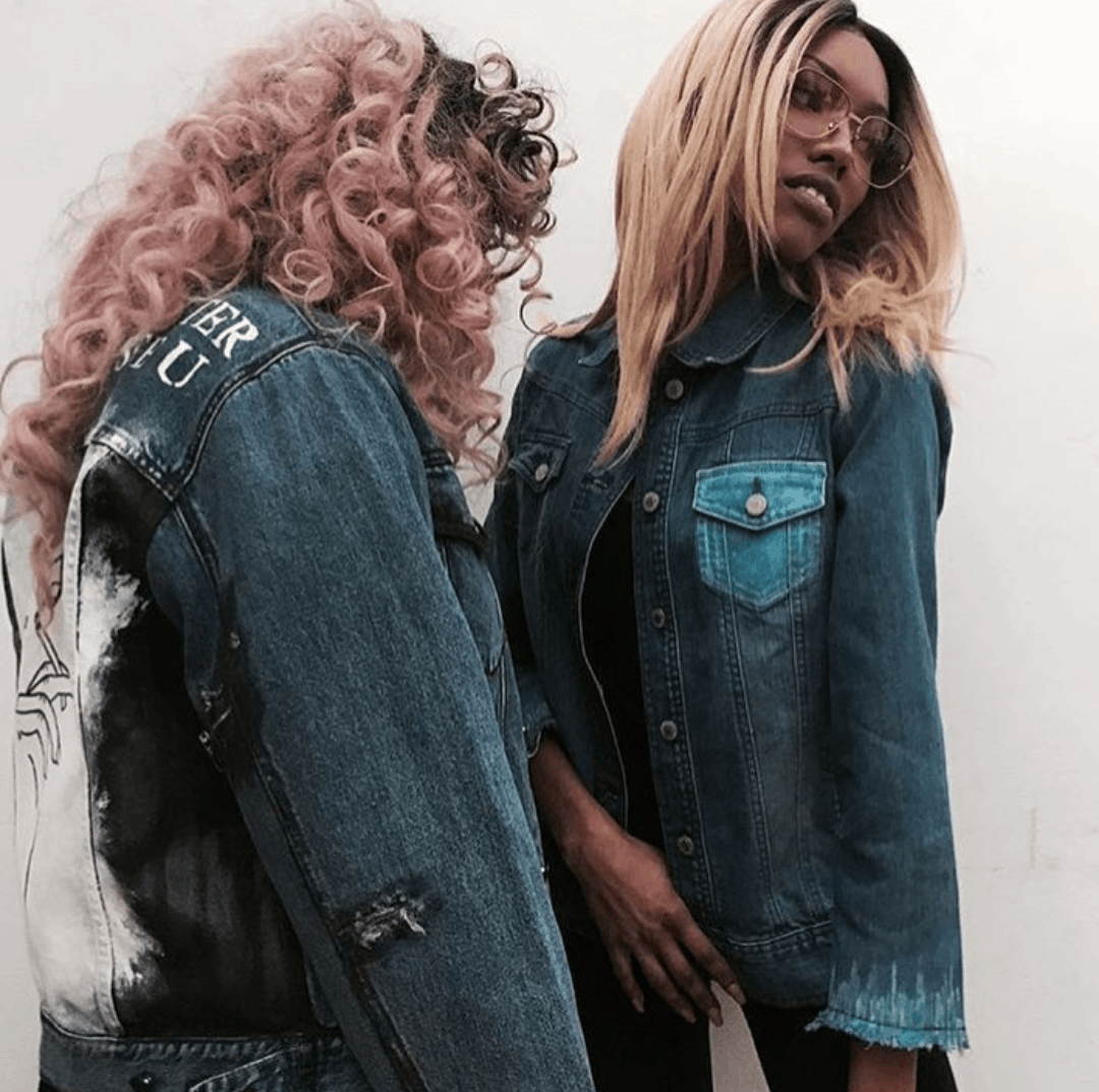 Handmade Hand-painted denim jacket 'Metallic black' Size XL / US 12-14 / IT 48-50 - 3 Thumbnail