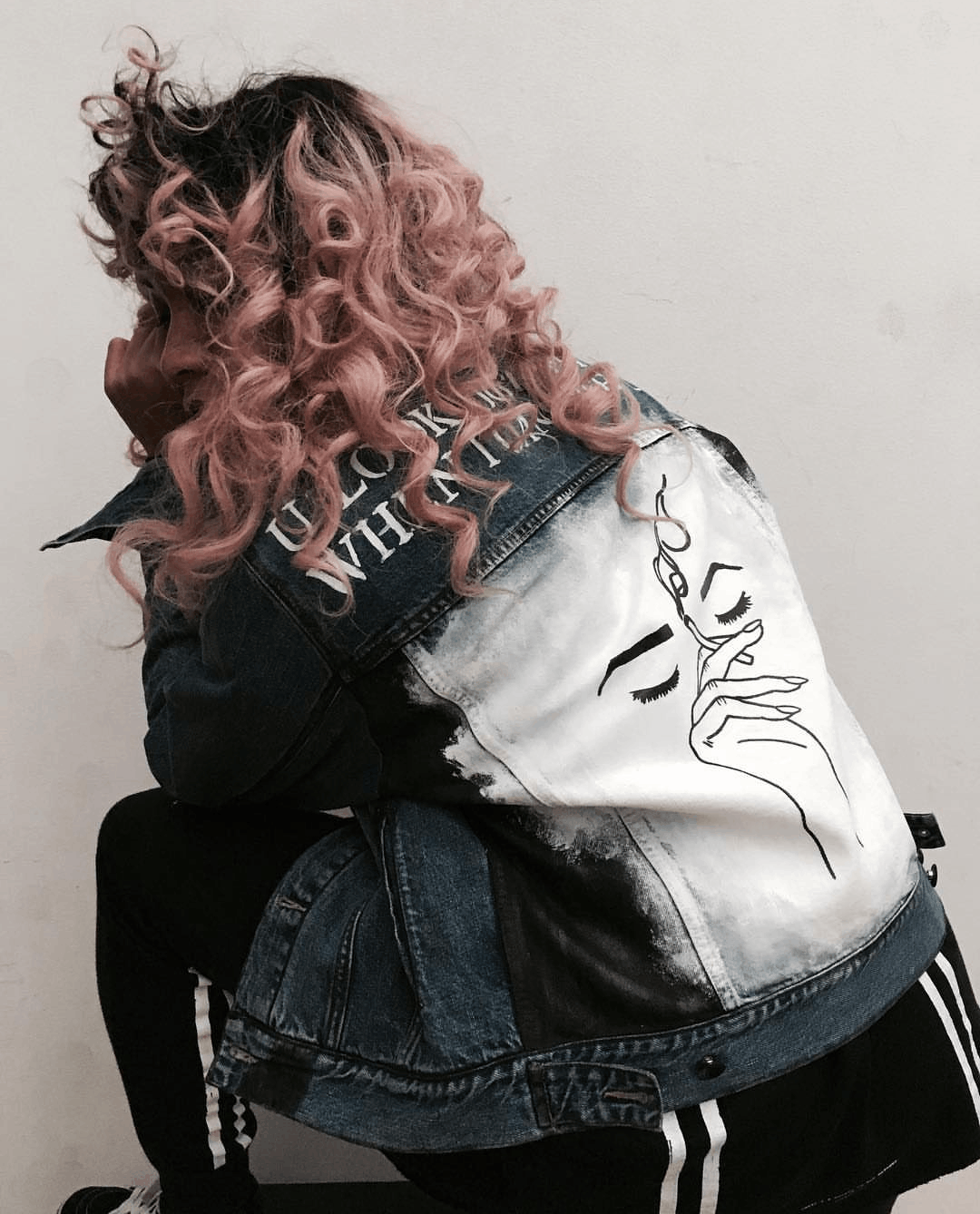 Handmade Hand-painted denim jacket 'Metallic black' Size XL / US 12-14 / IT 48-50 - 2 Thumbnail