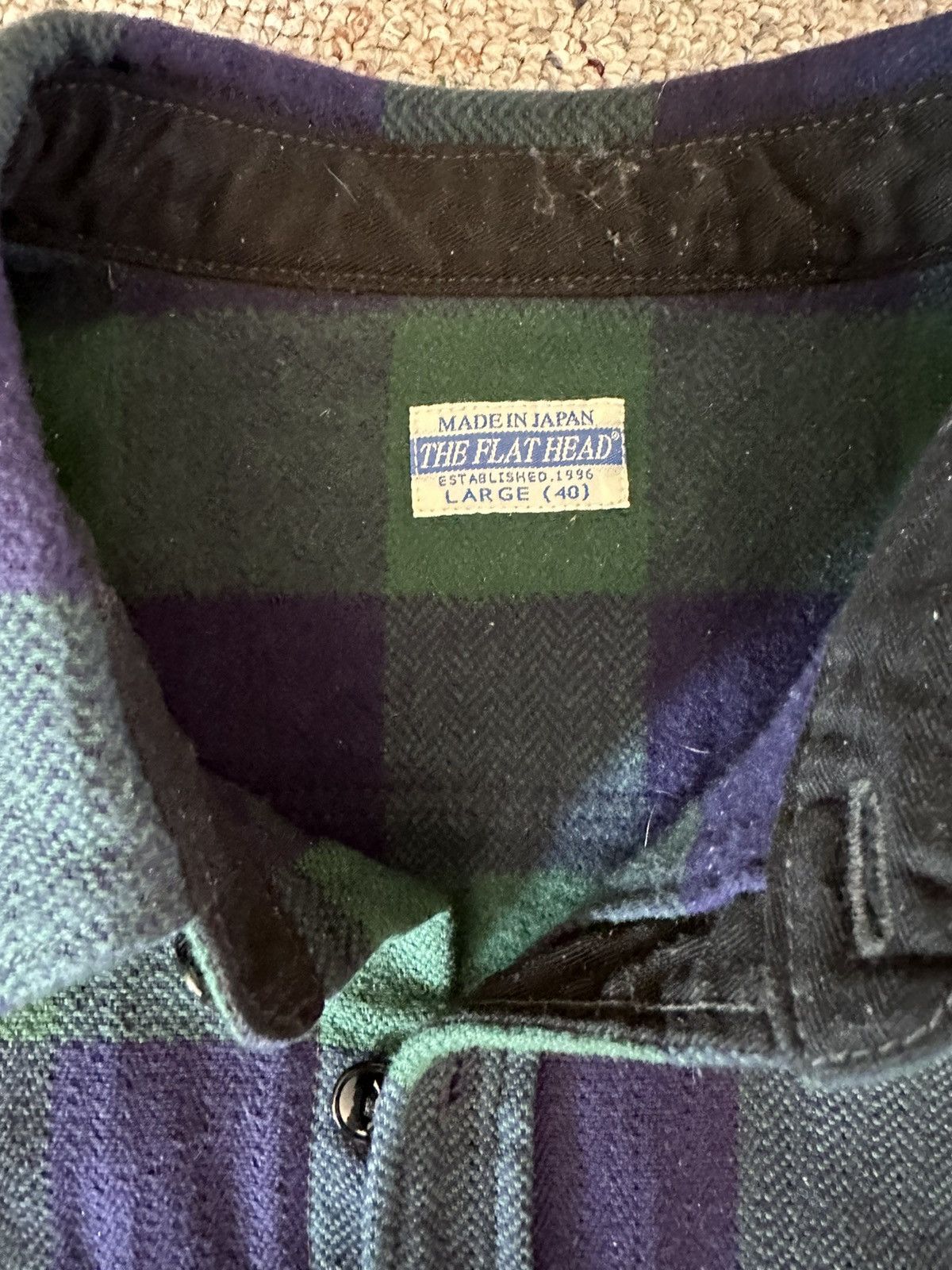 The Flat Head FN-SNR-101L - Buffalo Plaid Flannel Shirt - Navy/Green Size US M / EU 48-50 / 2 - 3 Thumbnail