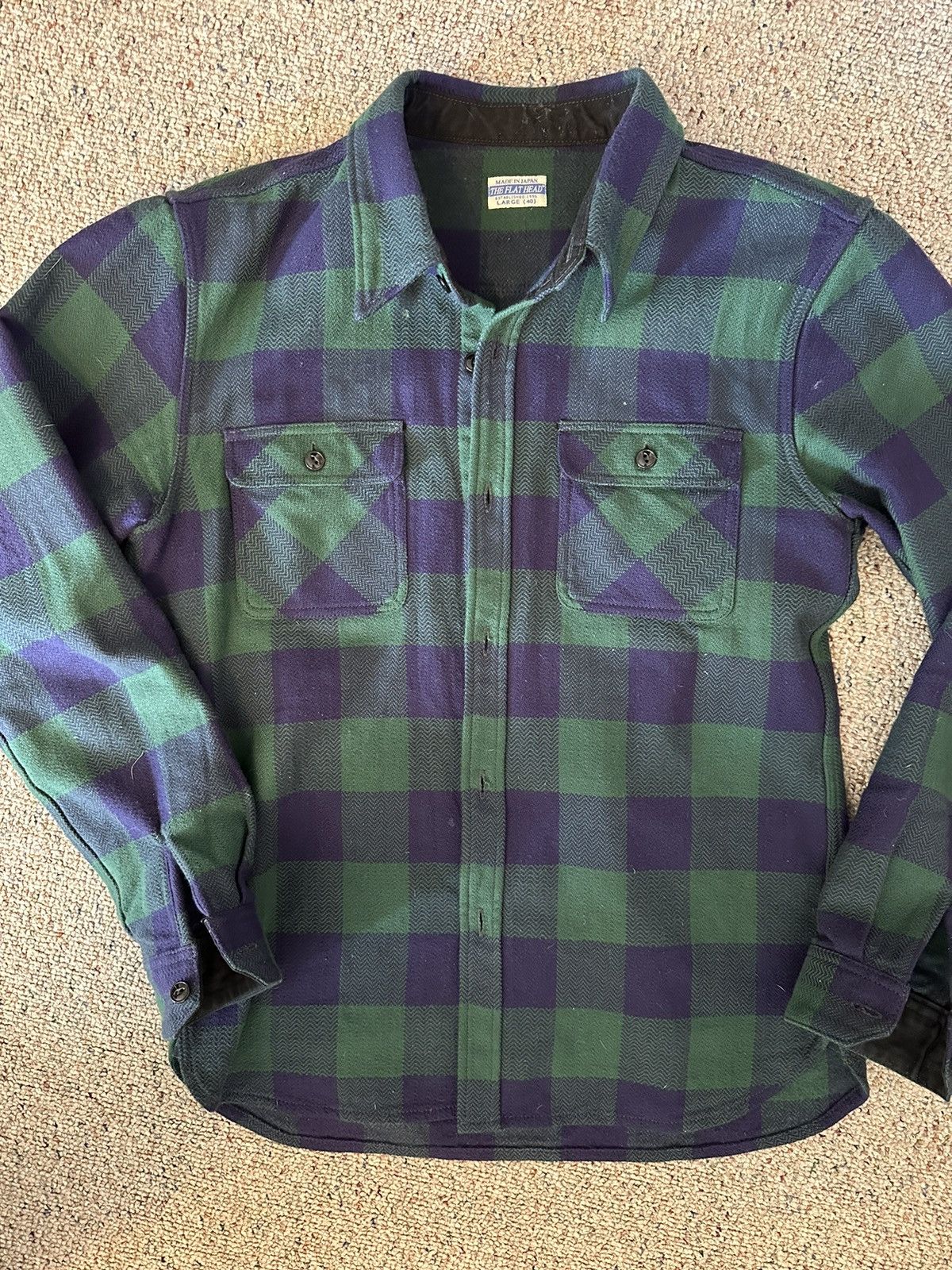 The Flat Head FN-SNR-101L - Buffalo Plaid Flannel Shirt - Navy/Green Size US M / EU 48-50 / 2 - 1 Thumbnail