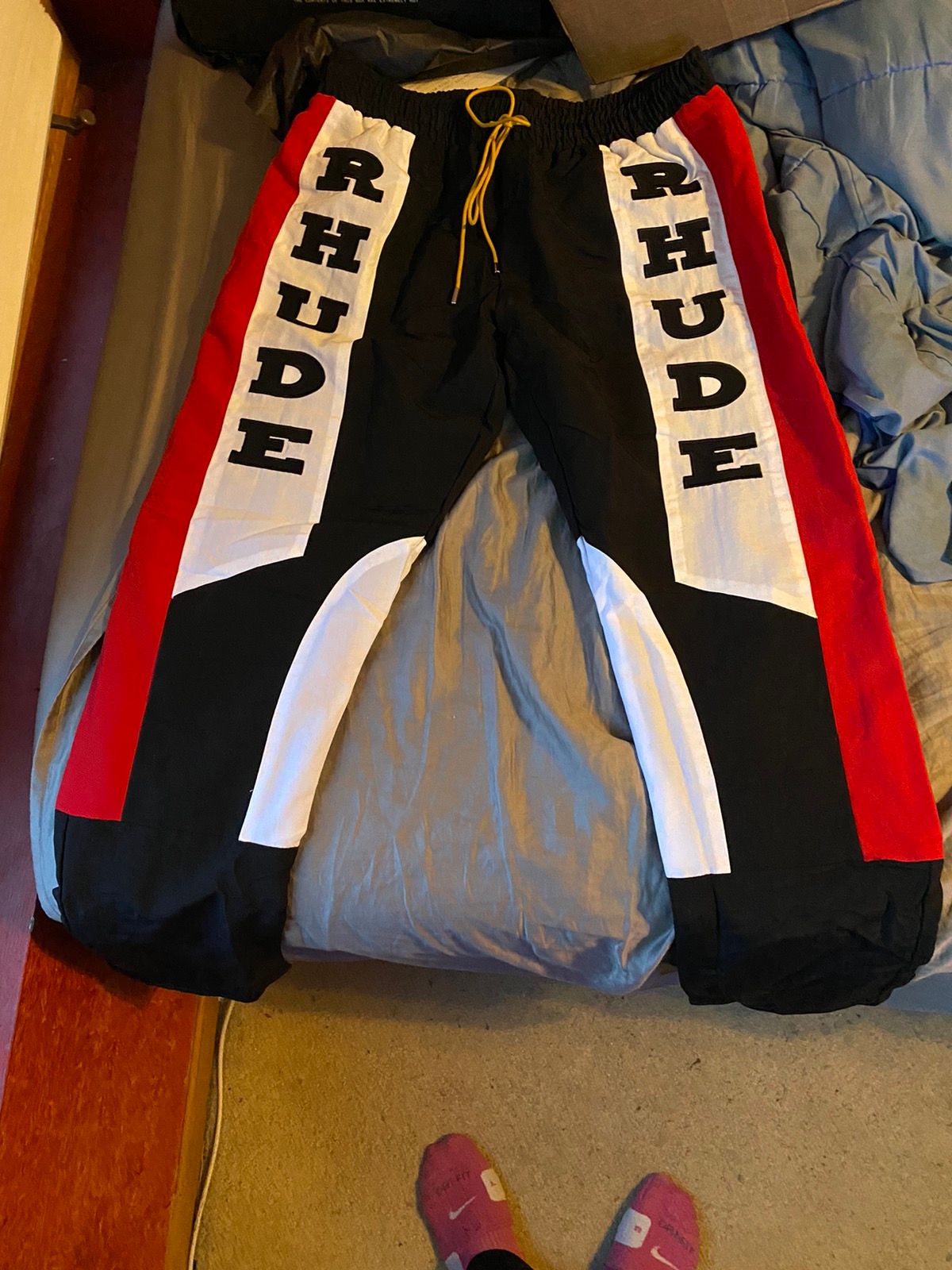 Pre-owned Rhude Racing Pants- Black White Red