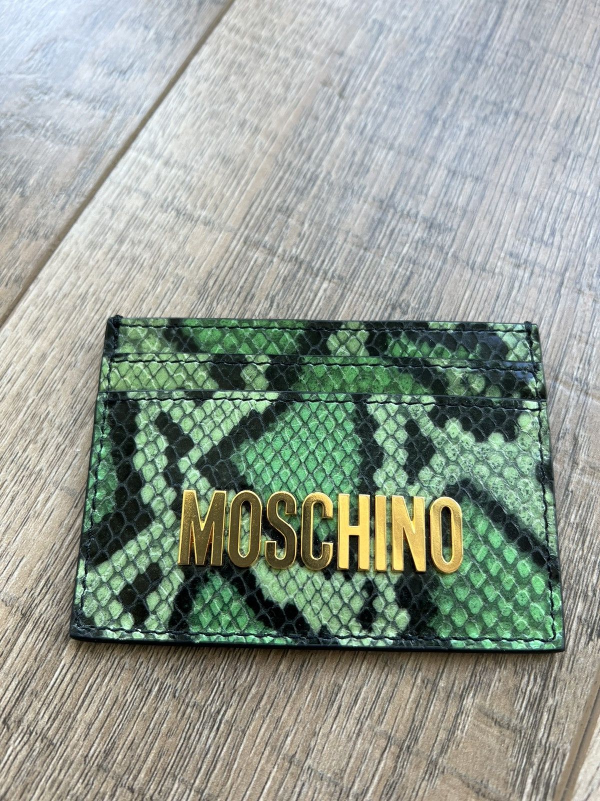 Moschino snakeskin-effect logo cardholder