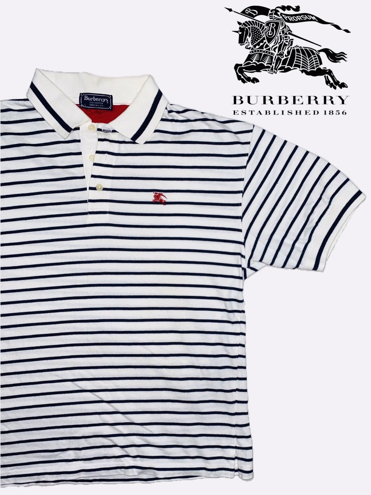 Burberry Vintage Burberrys USA Polo Stripes Horizontal Embroidery Size US L / EU 52-54 / 3 - 1 Thumbnail