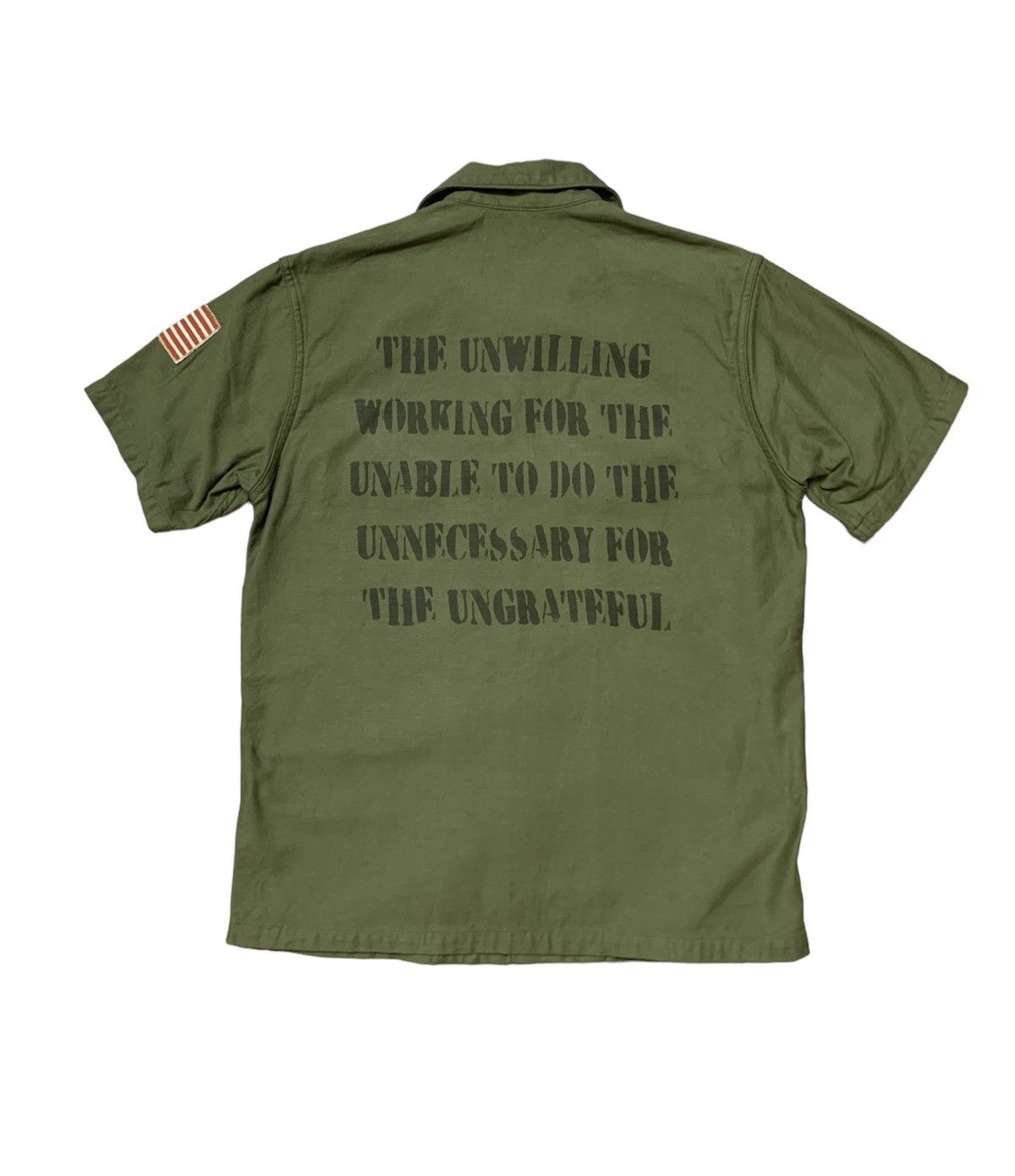 image of The Real Mccoys x Toyo Enterprises Toys Mccoy Sateen Cotton Overshirt OG in Olive Green (Size Mediu